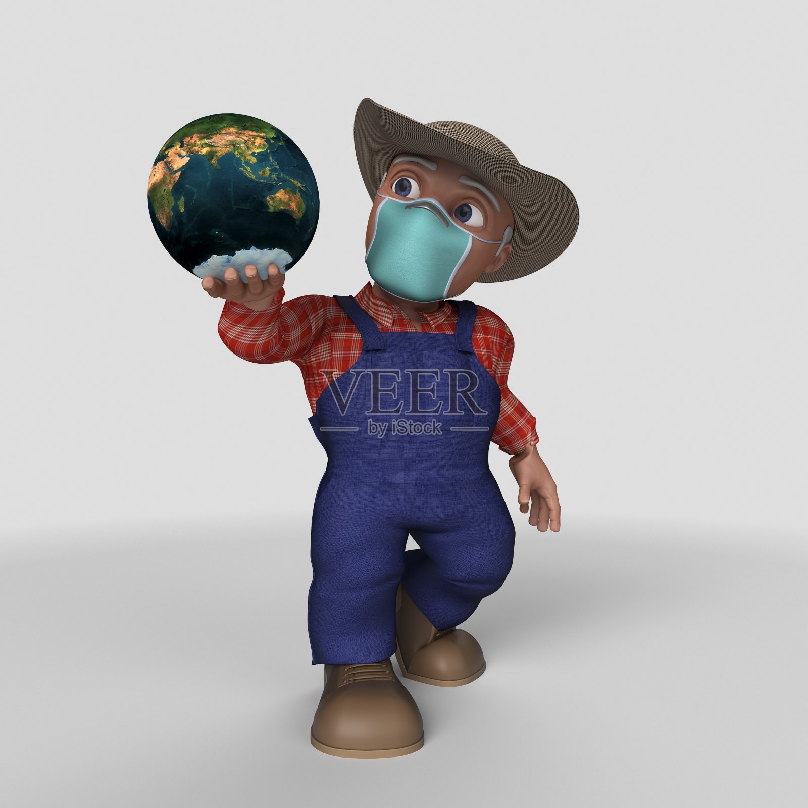 3D卡通农民角色照片摄影图片