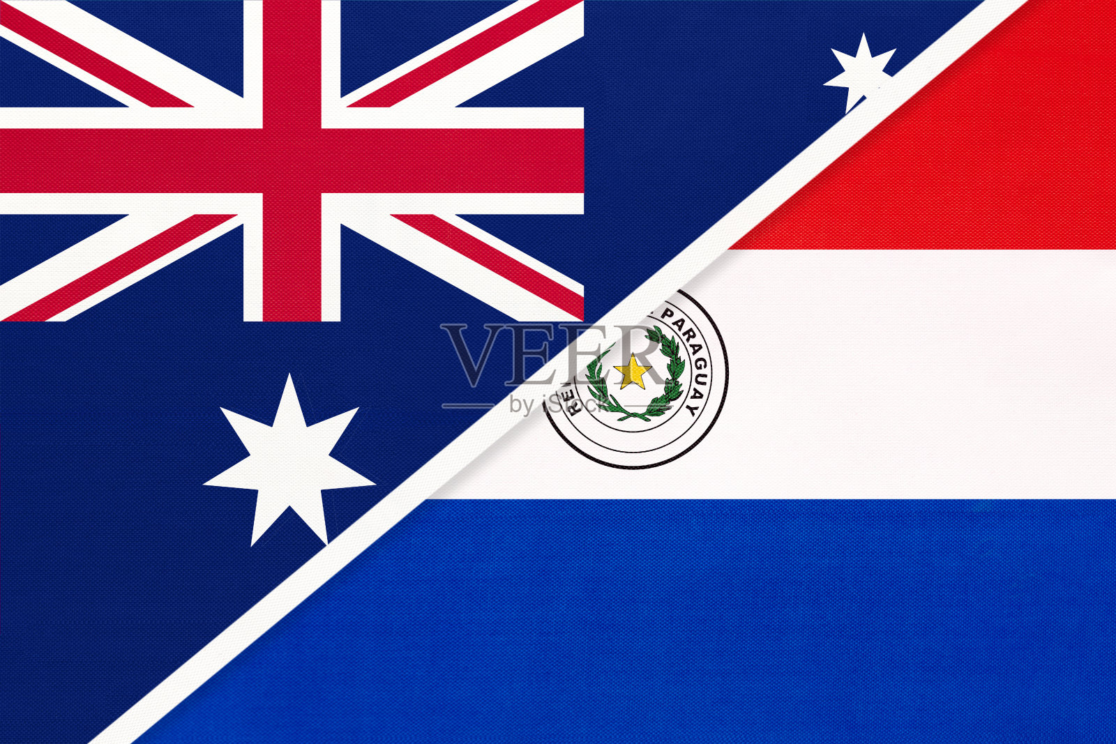 澳大利亚和巴拉圭,国旗的象征纺织品。插画图片素材