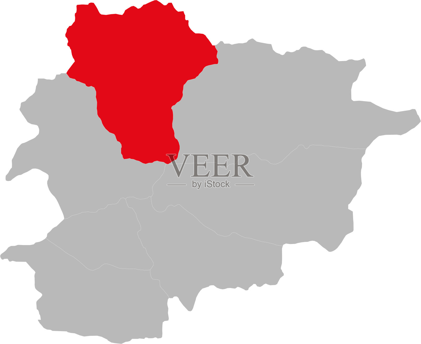 奥德诺教区在安道尔地图上孤立。插画图片素材