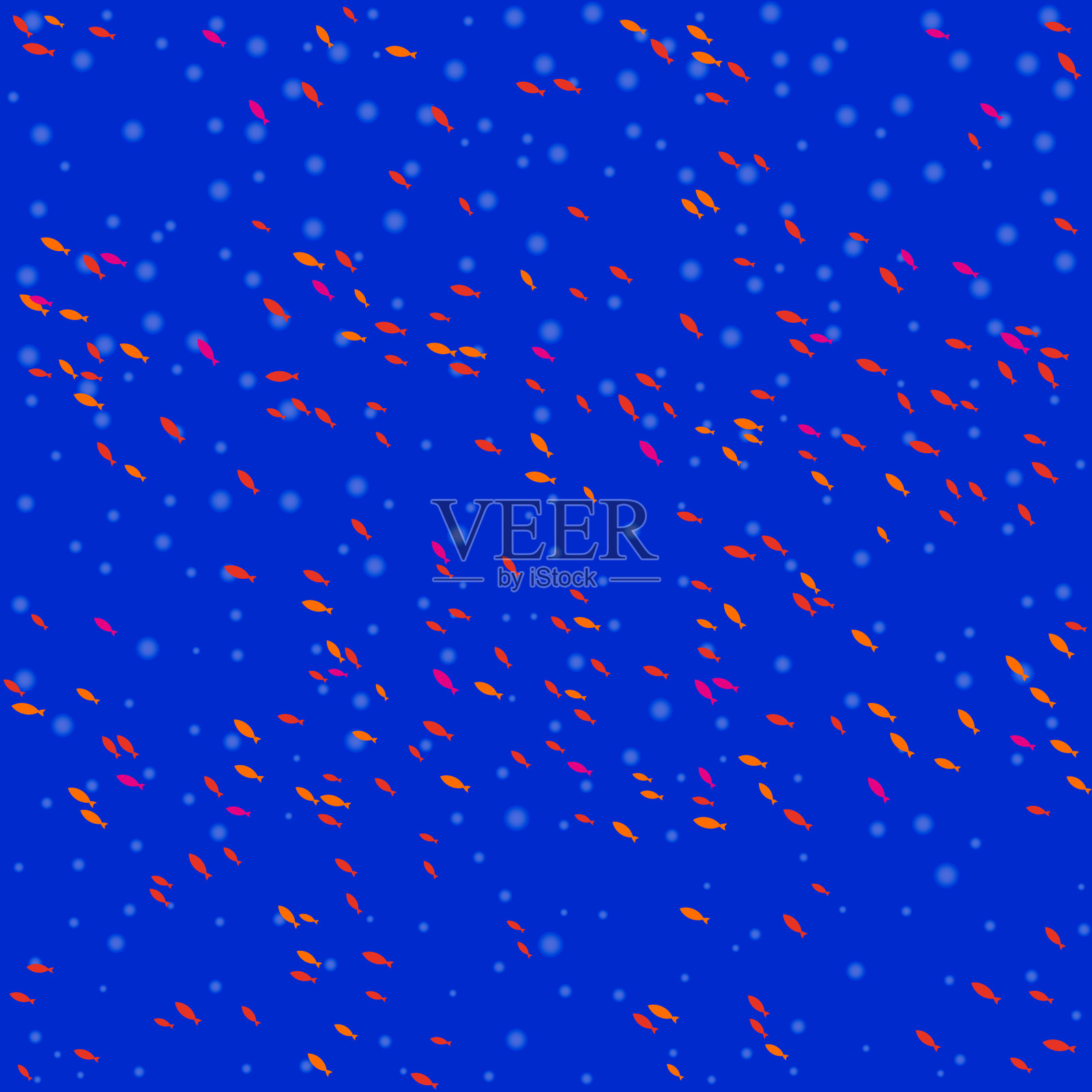 群鱼与海洋无缝图案插画图片素材