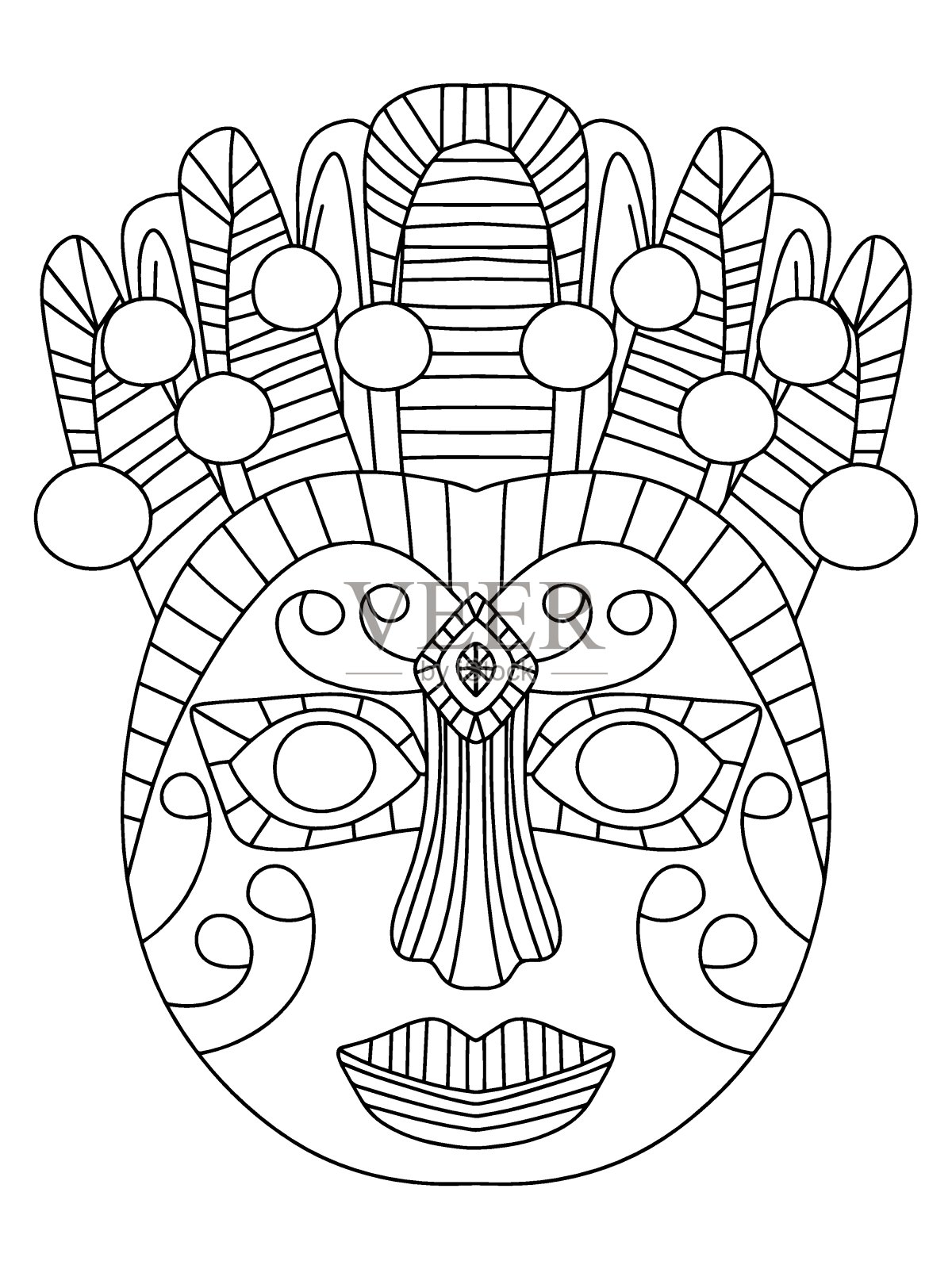 小丑威尼斯面具黑色和白色股票矢量插图插画图片素材