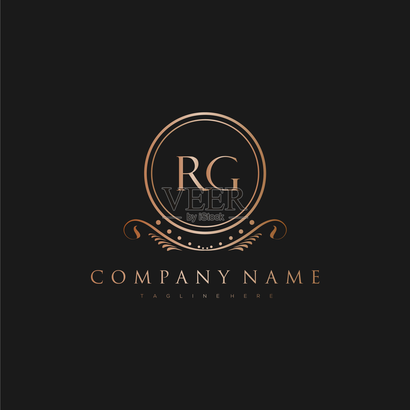 Rg字母首字母与皇家豪华标志模板插画图片素材