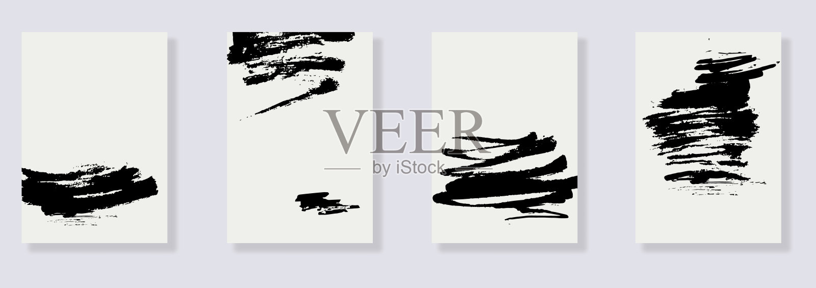 向量黑色笔刷笔触的集合插画图片素材