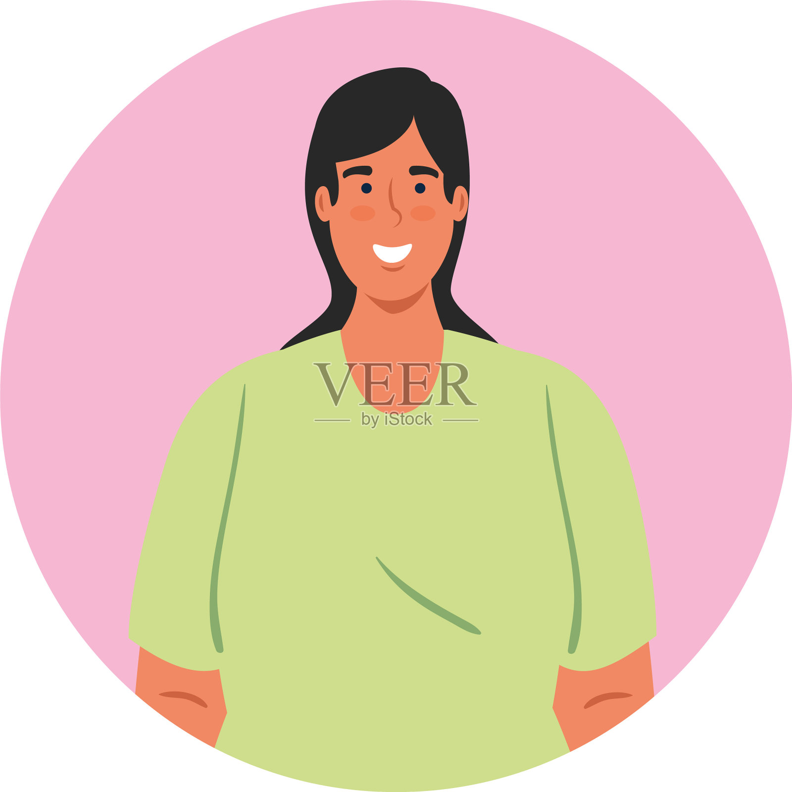 在白色背景上的圆形框架的女人设计元素图片