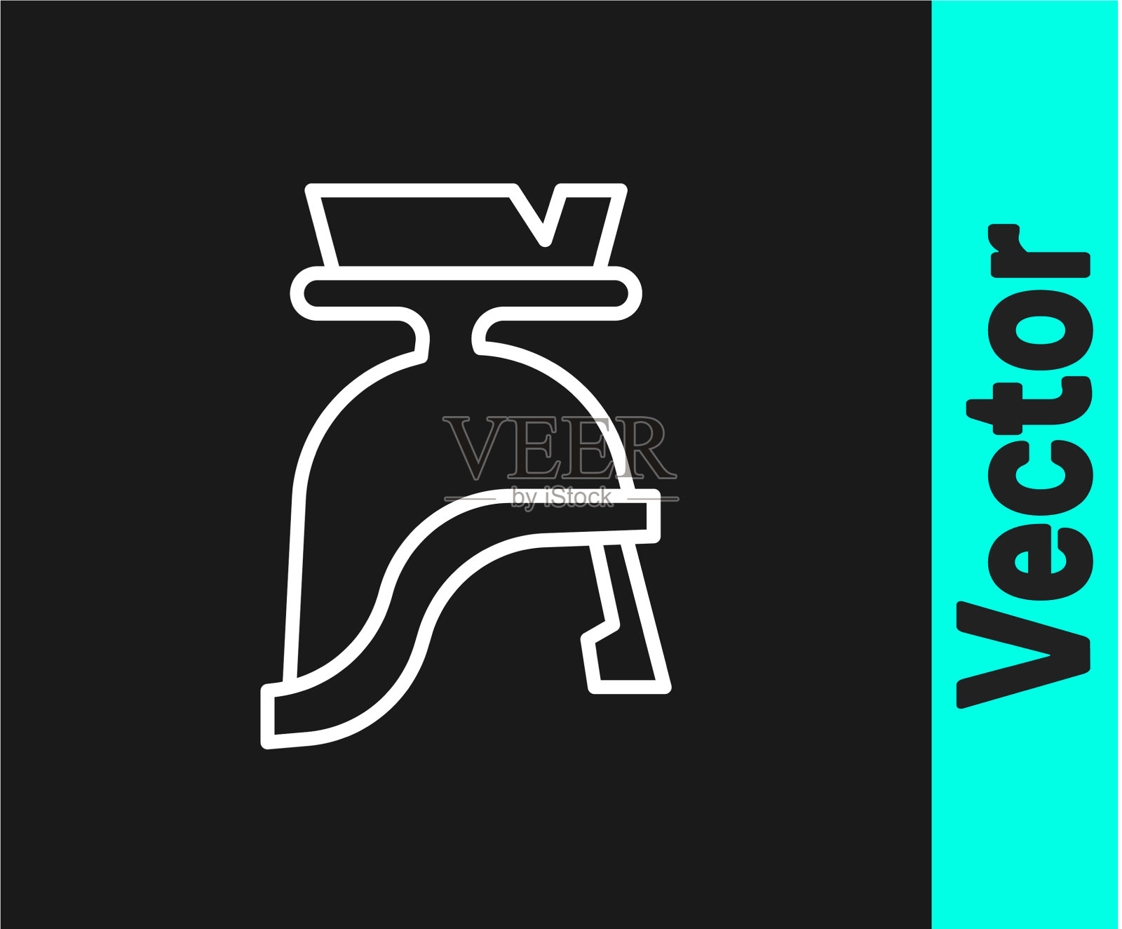 白线罗马军队头盔图标孤立插画图片素材