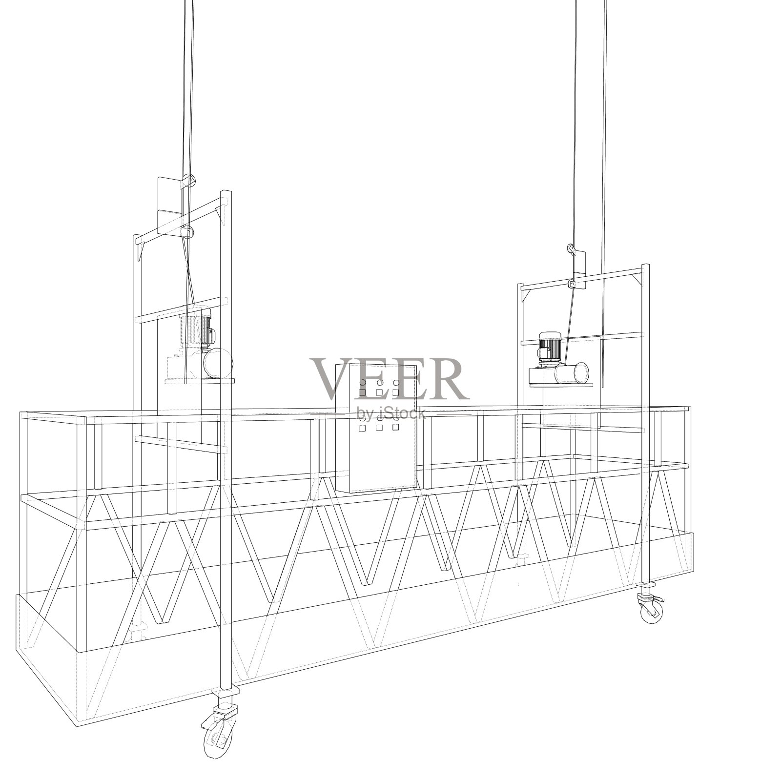 空的施工电梯。向量插画图片素材