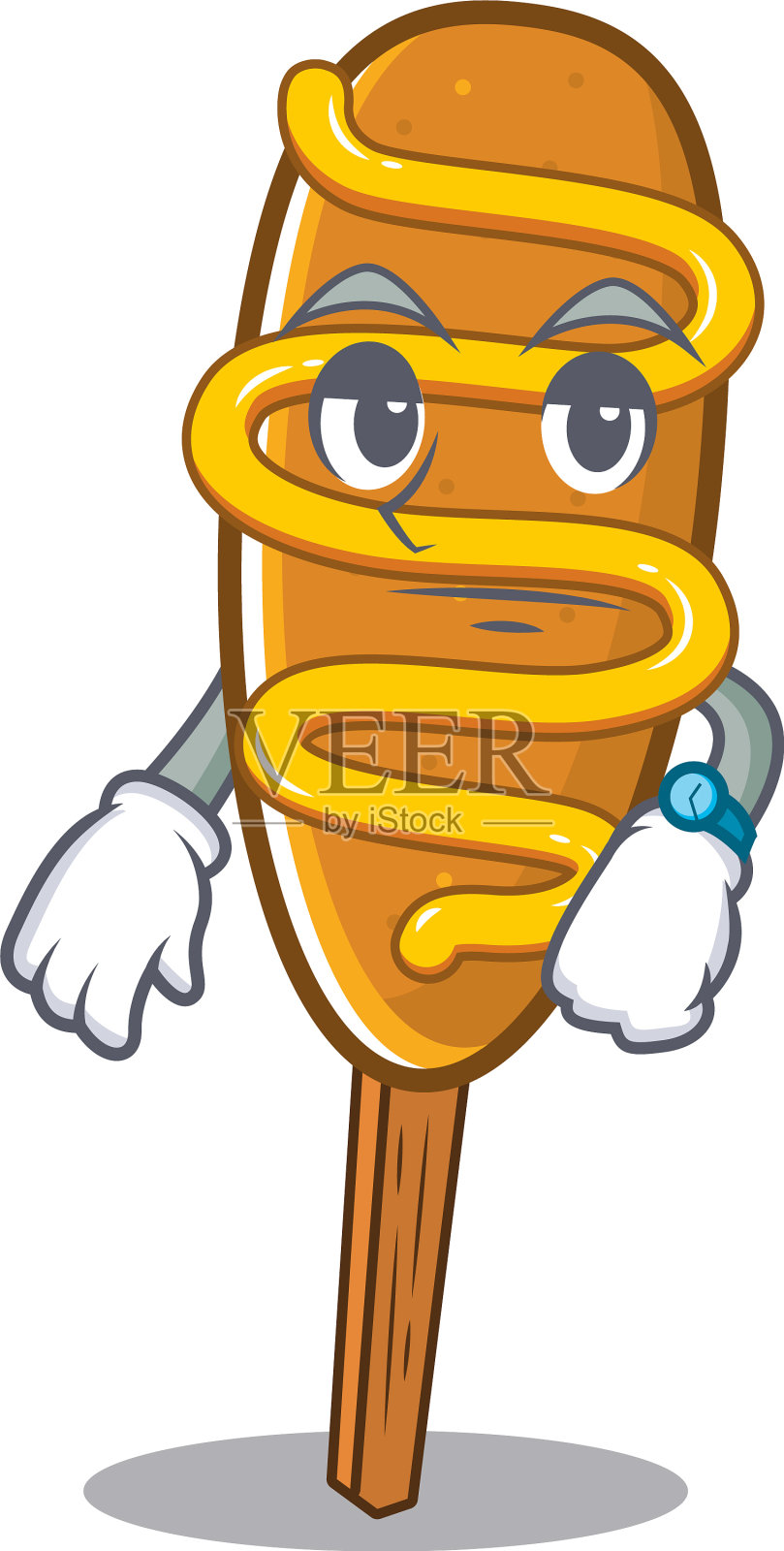 卡通人物设计玉米狗在等待插画图片素材