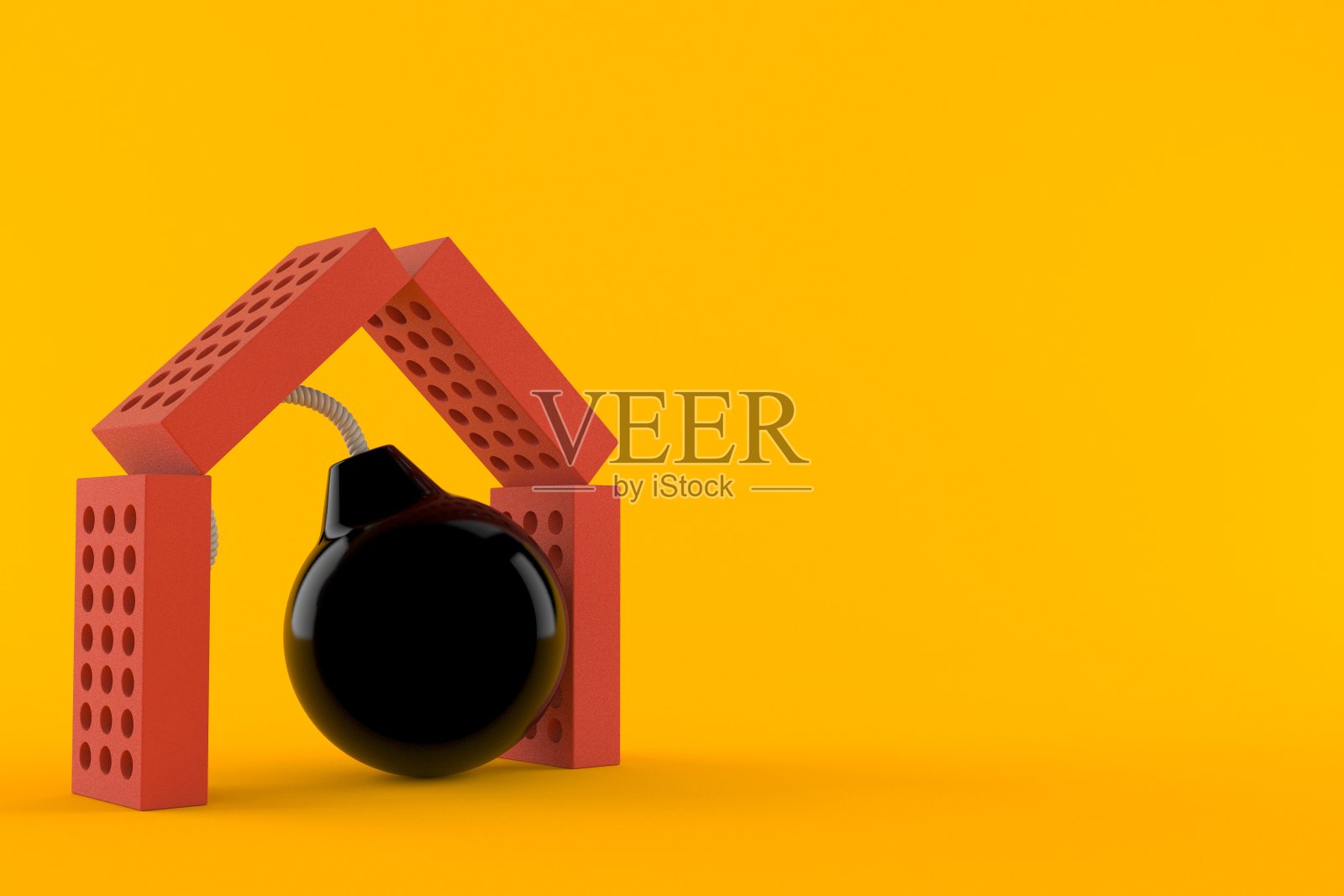 在砖砌的房子里炸弹照片摄影图片