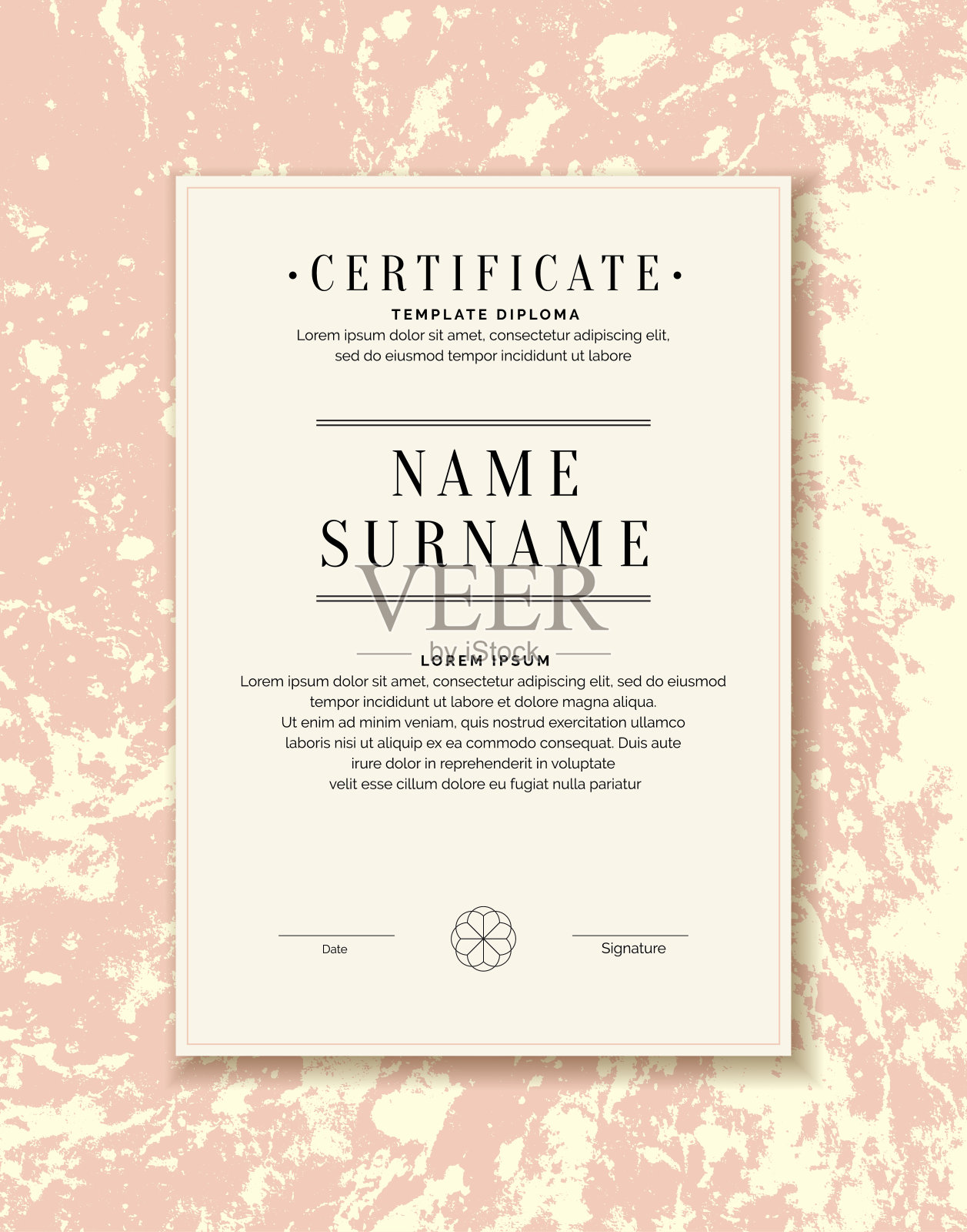 证书模板张贴您的信息和文本。荣誉证书的设计具有现代风格。插画图片素材