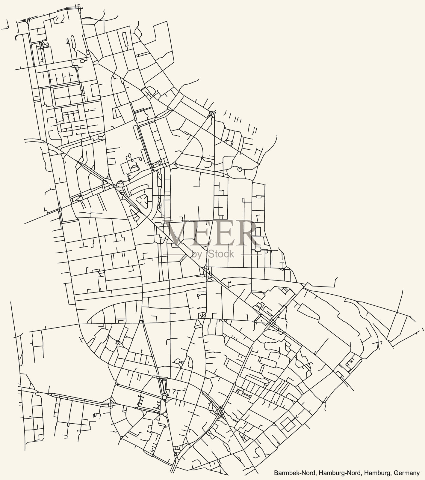汉堡北区(bezirk) Barmbek-Nord区街道道路图插画图片素材