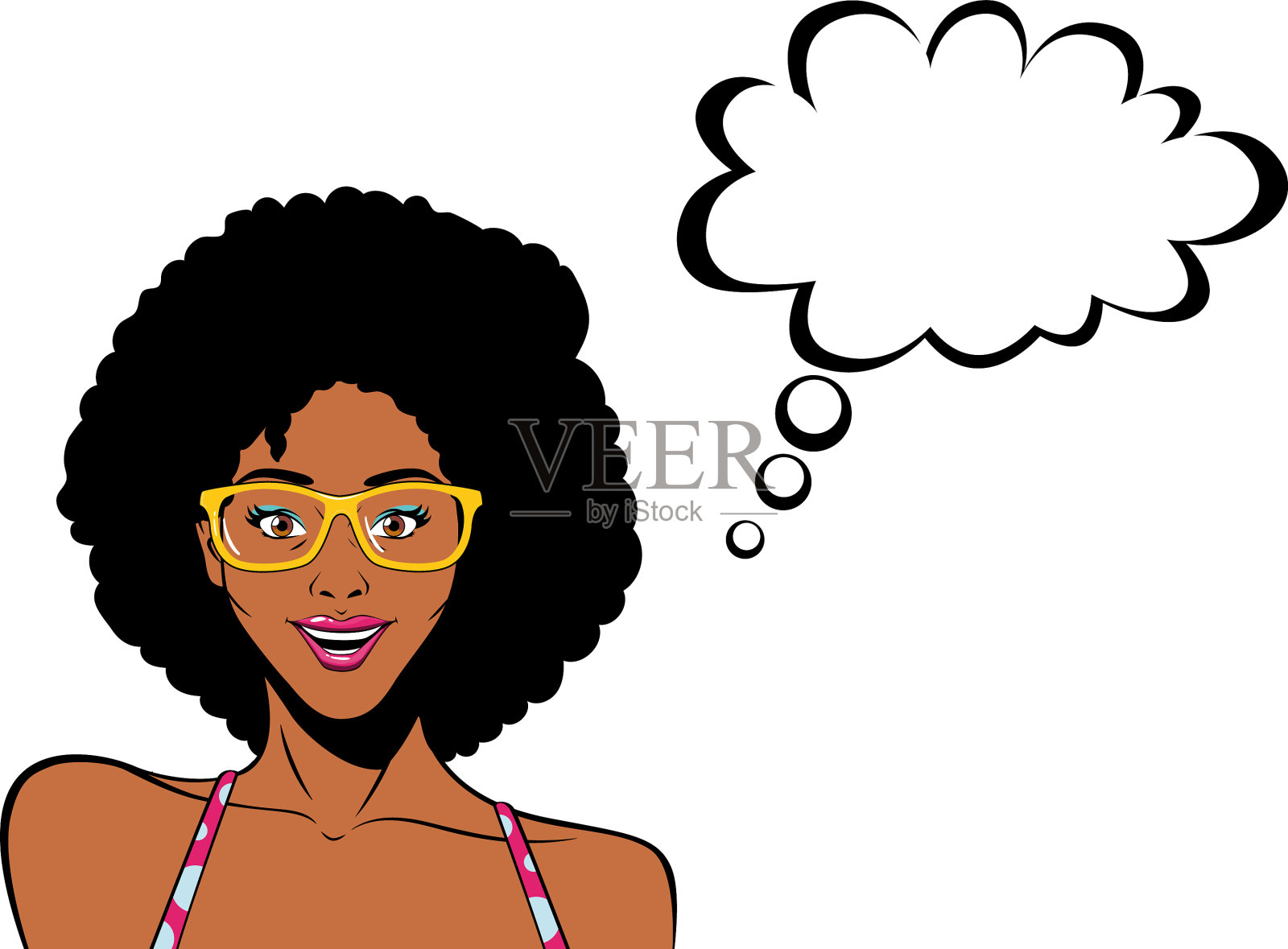 带着眼镜的黑人卡通女性插画图片素材