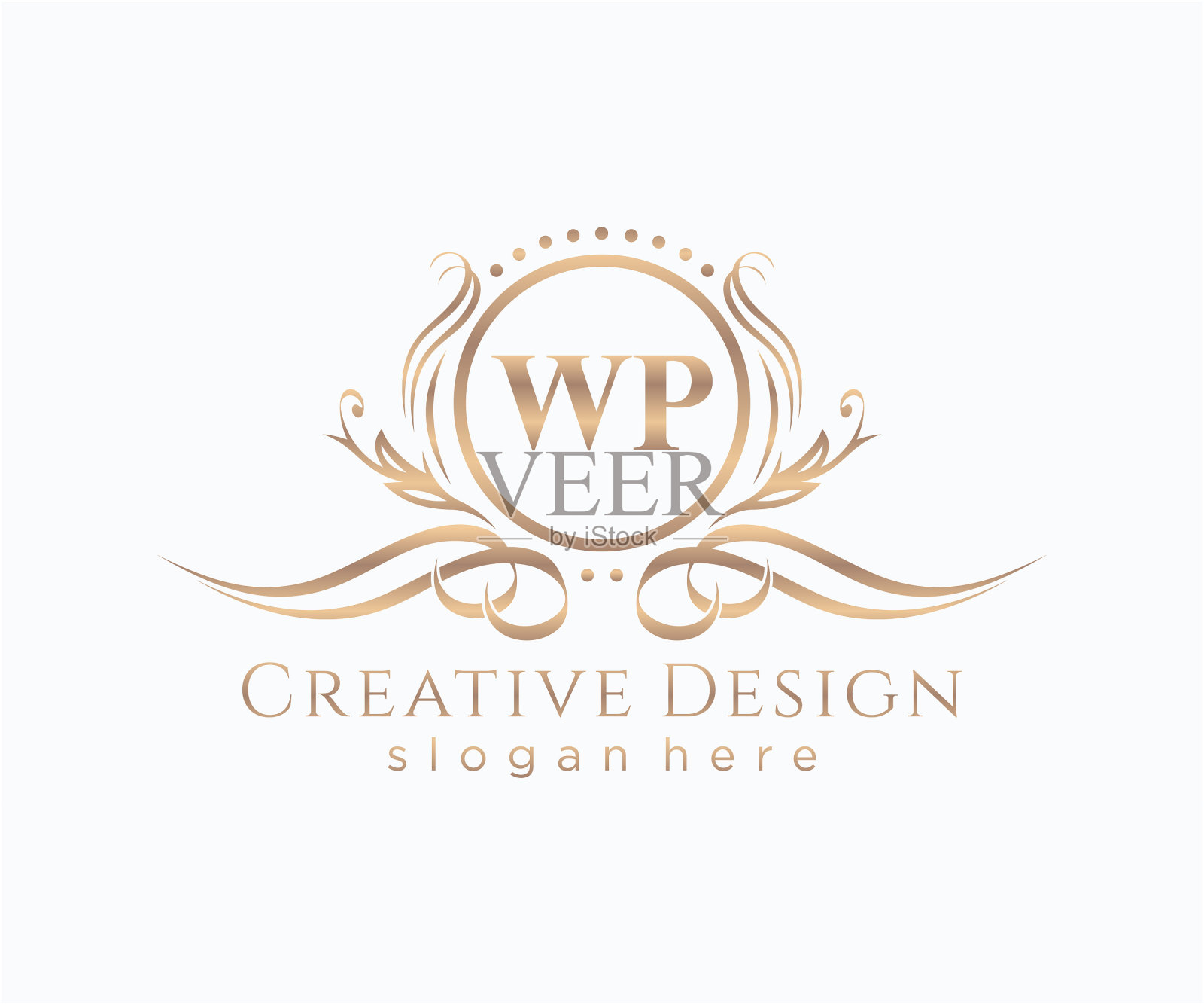 初始wp美丽的字母和优雅的标志设计插画图片素材