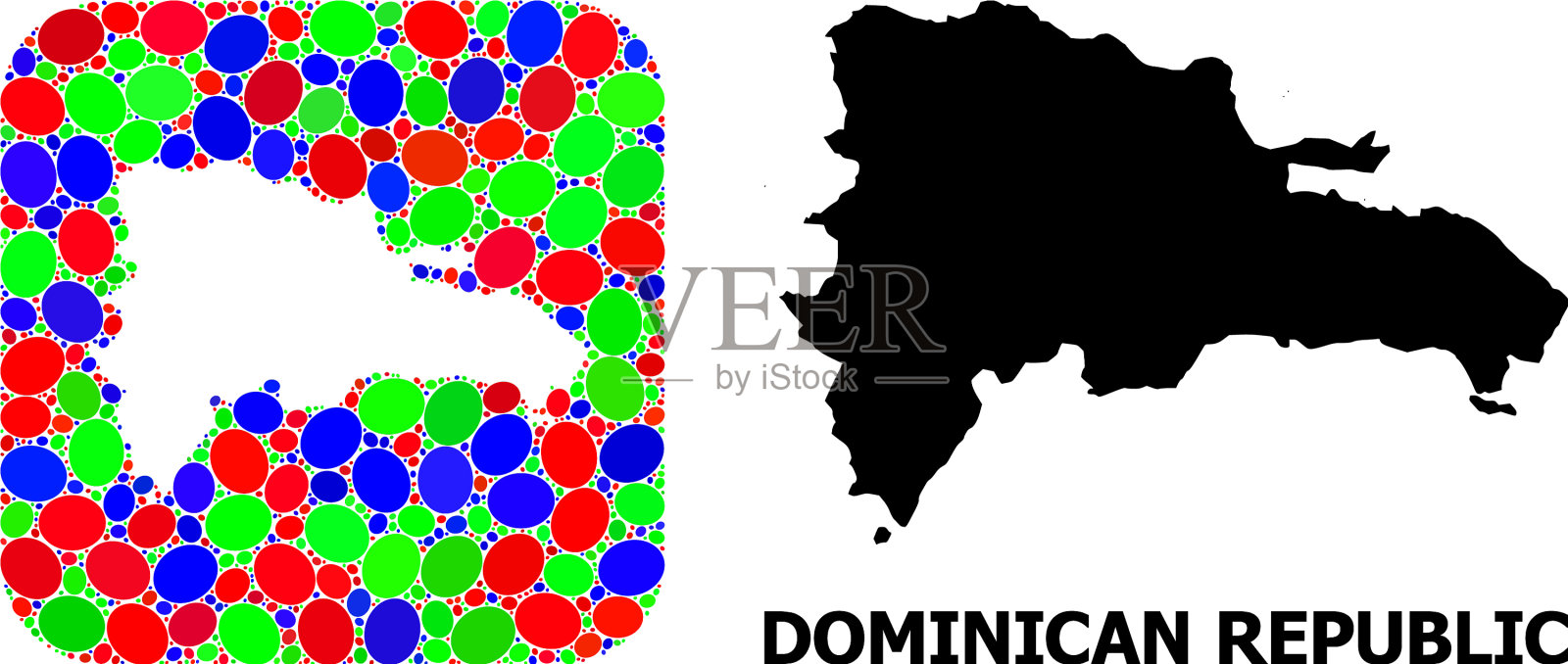 马赛克模具和立体地图多米尼加共和国插画图片素材