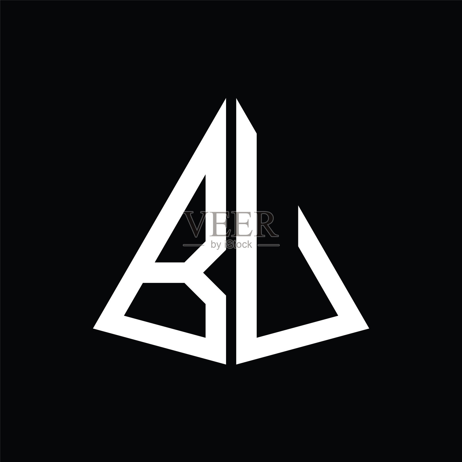 B u白色三角形首字母加一个黑色插画图片素材