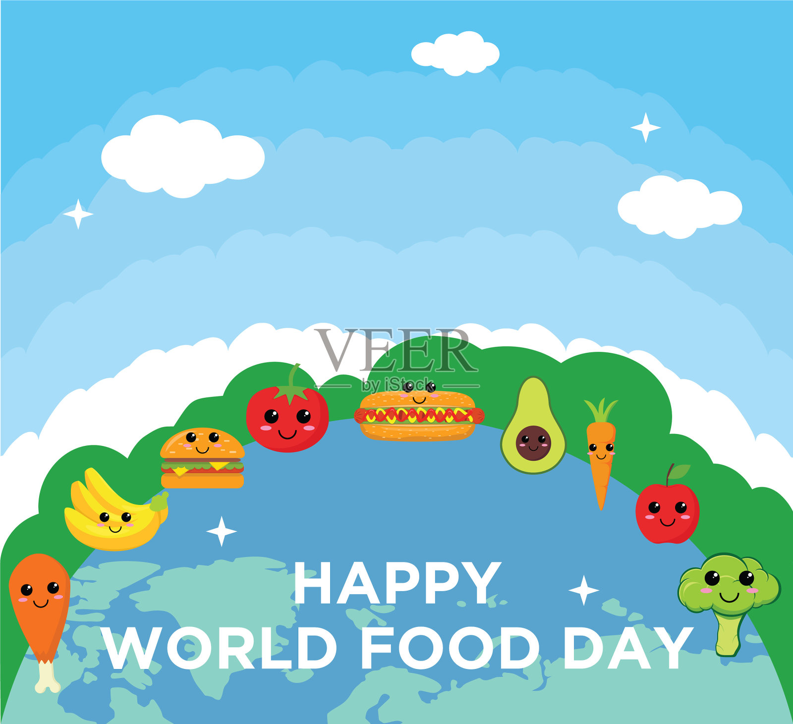 世界粮食日粮食地球仪背景平面设计插画图片素材