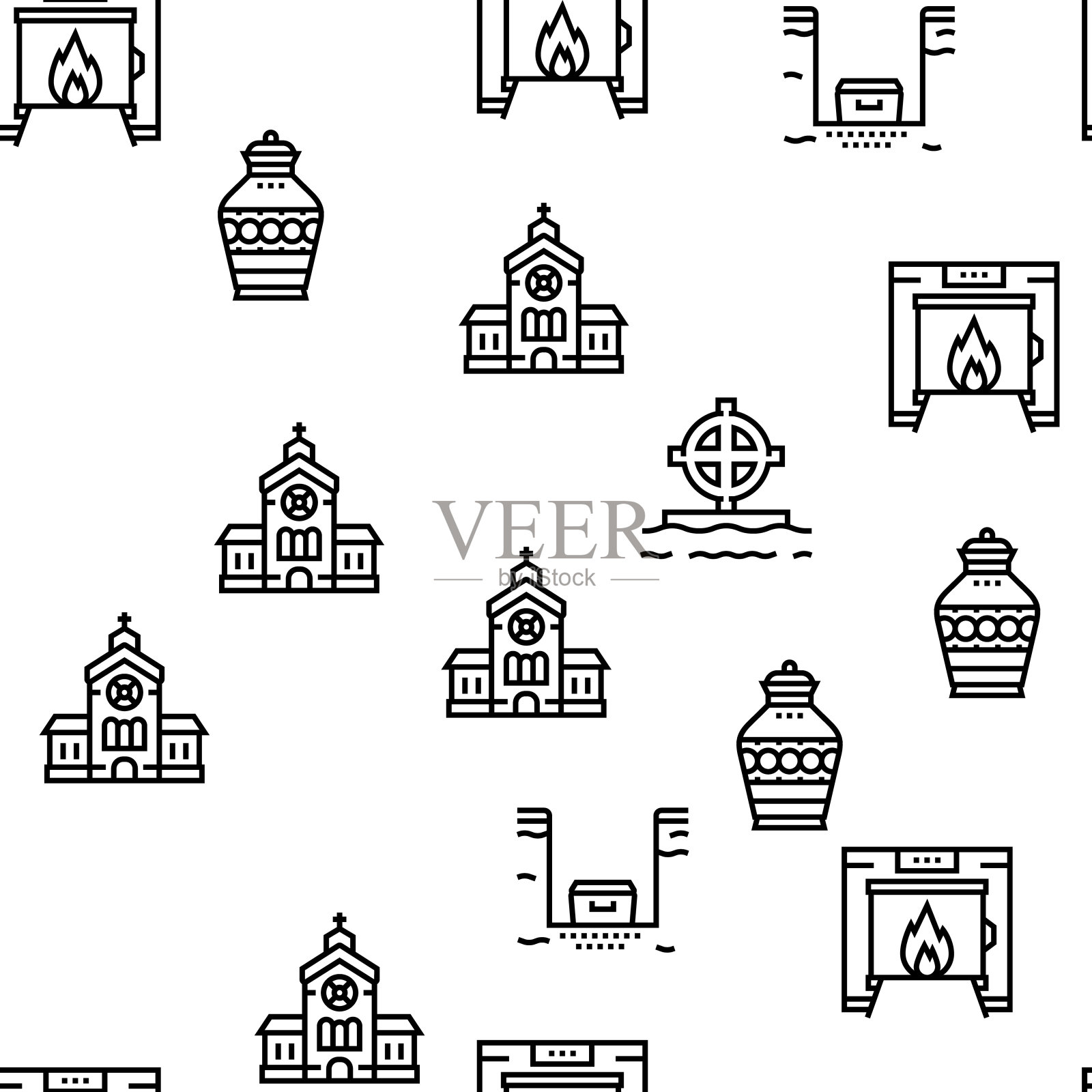 葬礼葬礼服务矢量无缝模式插画图片素材