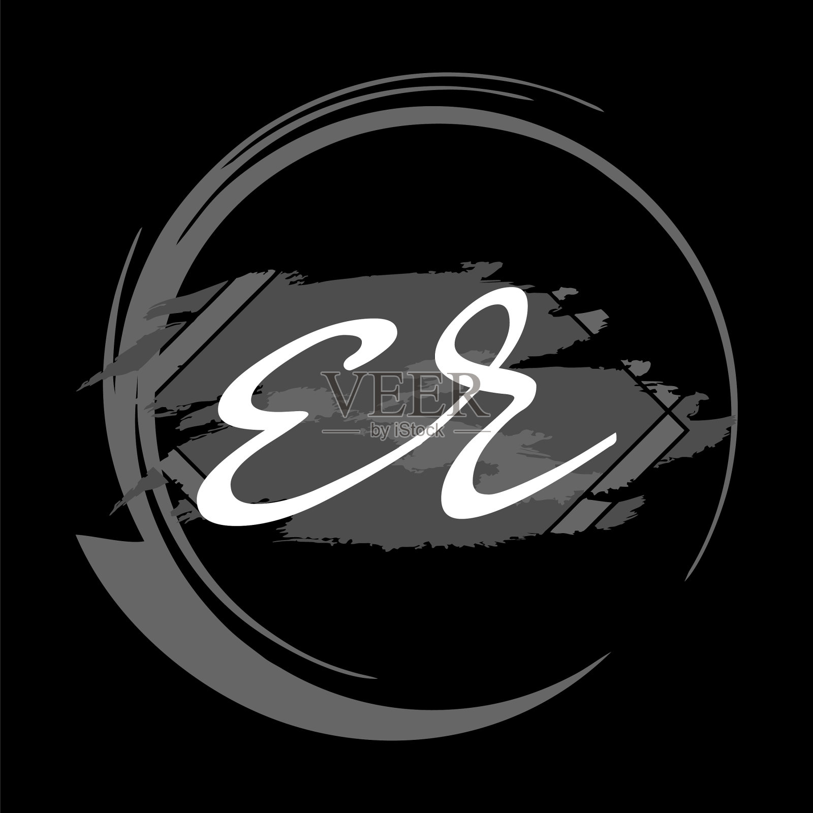 首字母er现代手写签名标志插画图片素材