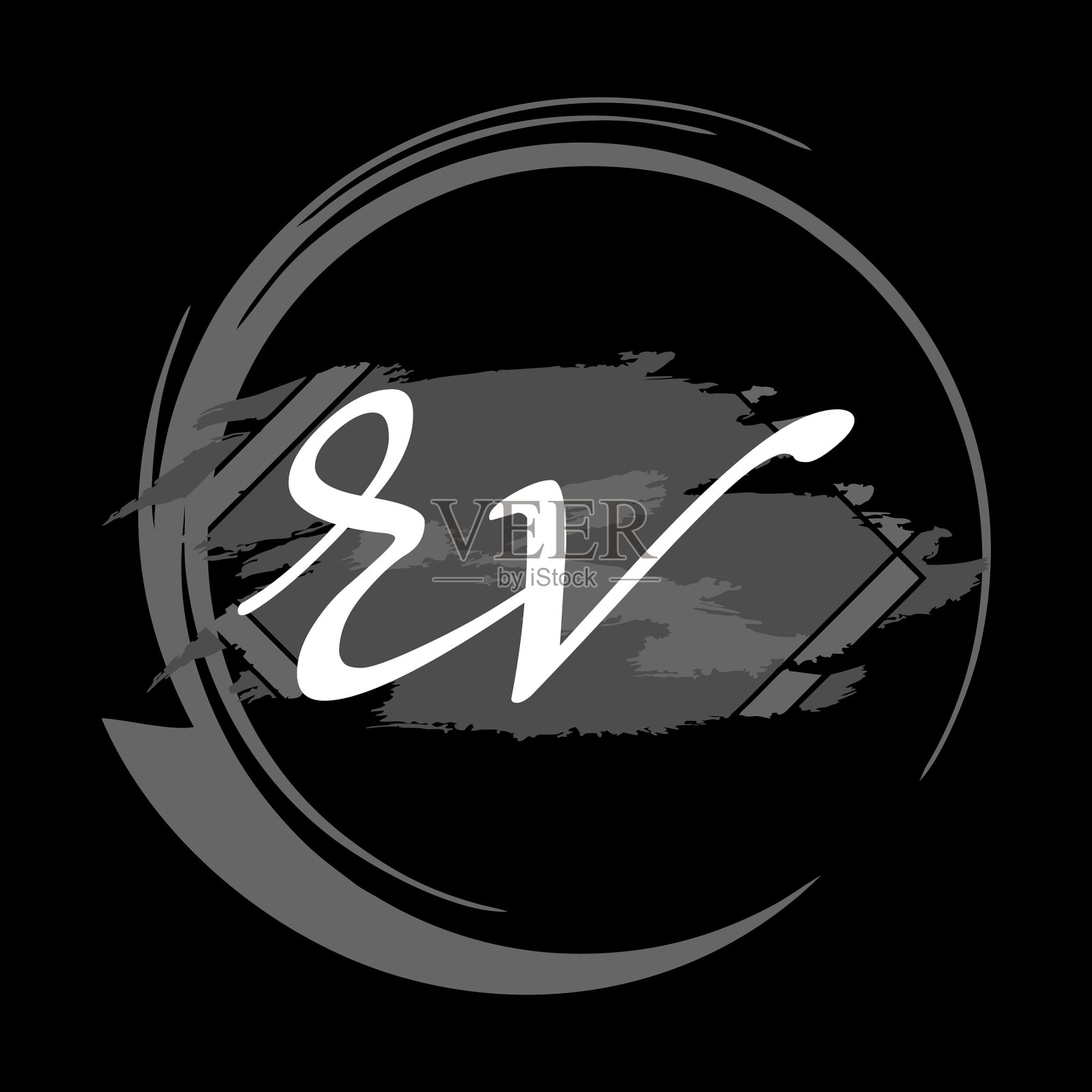 首字母r v现代手写签名标志插画图片素材