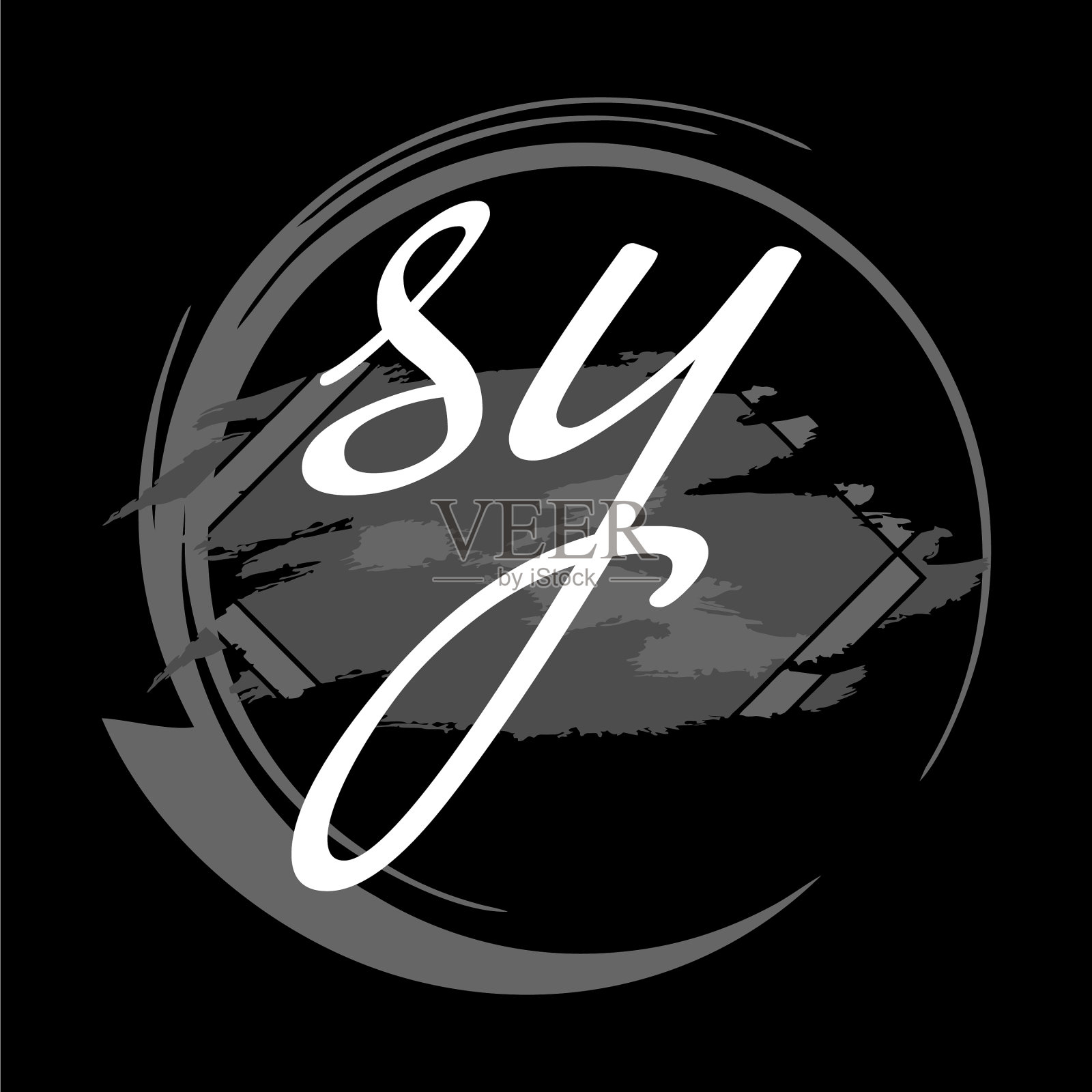 首字母y现代手写签名标志插画图片素材