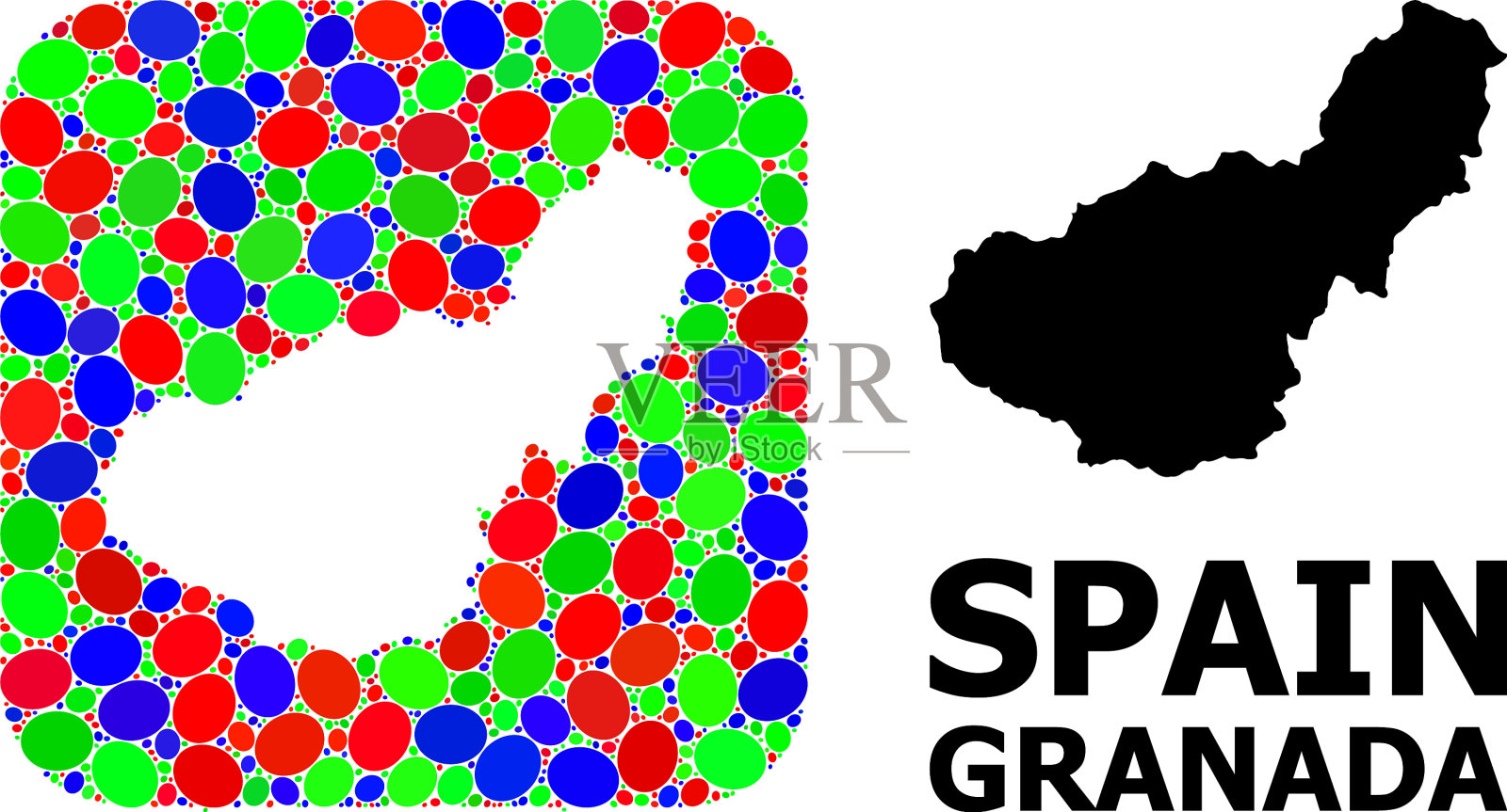 马赛克孔和实心格拉纳达省地图插画图片素材