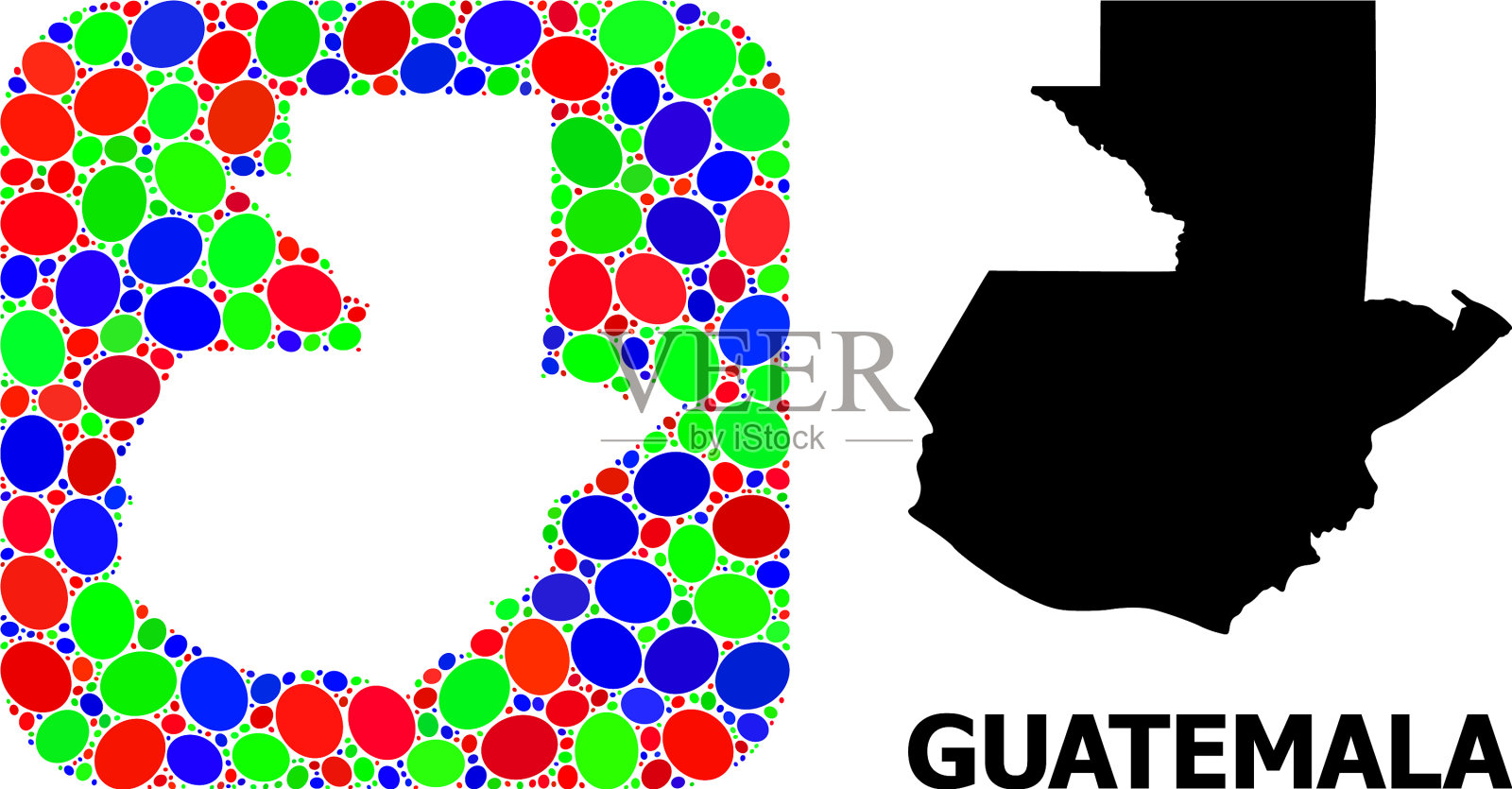 马赛克模具和立体地图危地马拉插画图片素材