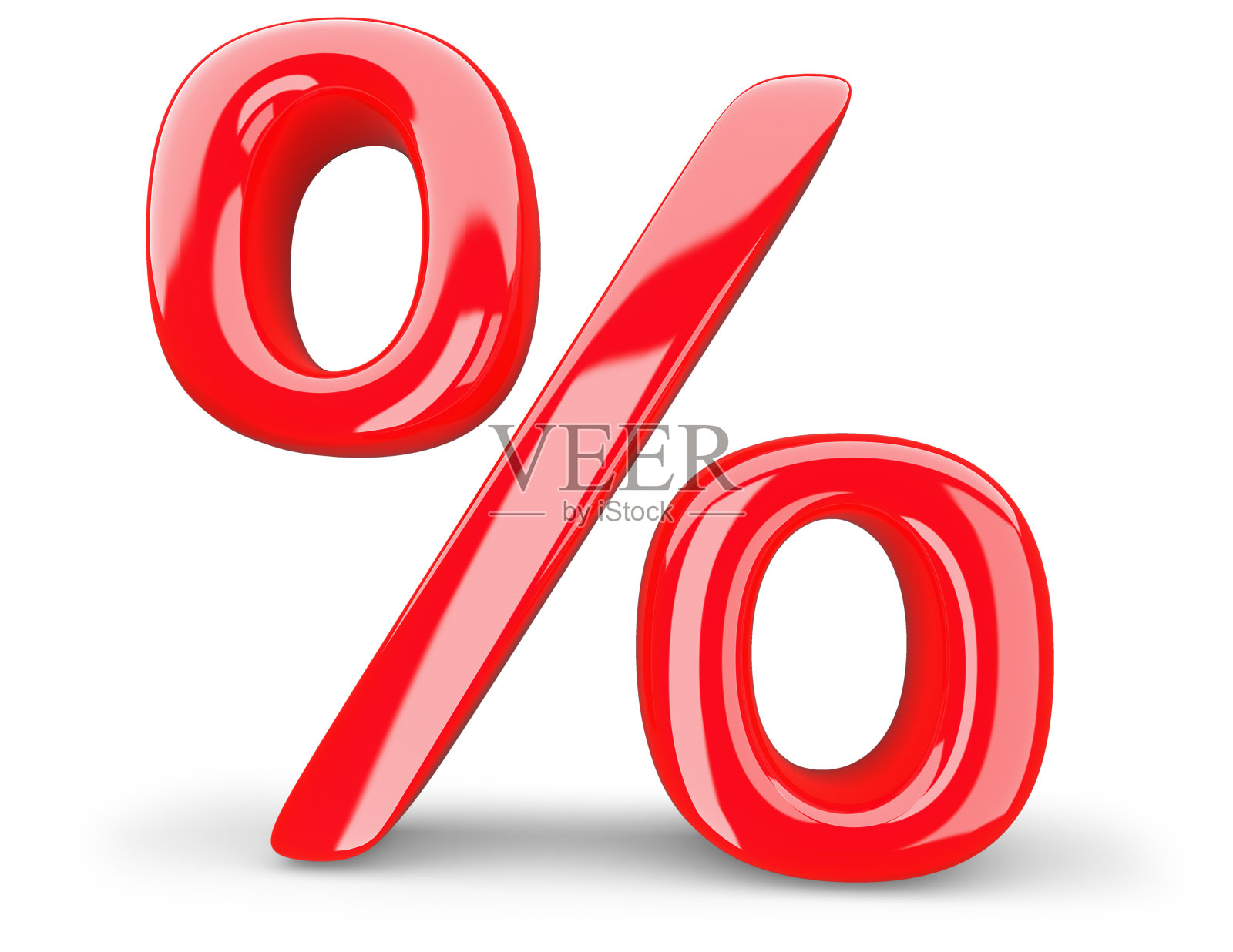 白色背景上的红色百分比符号,3d渲染照片摄影图片
