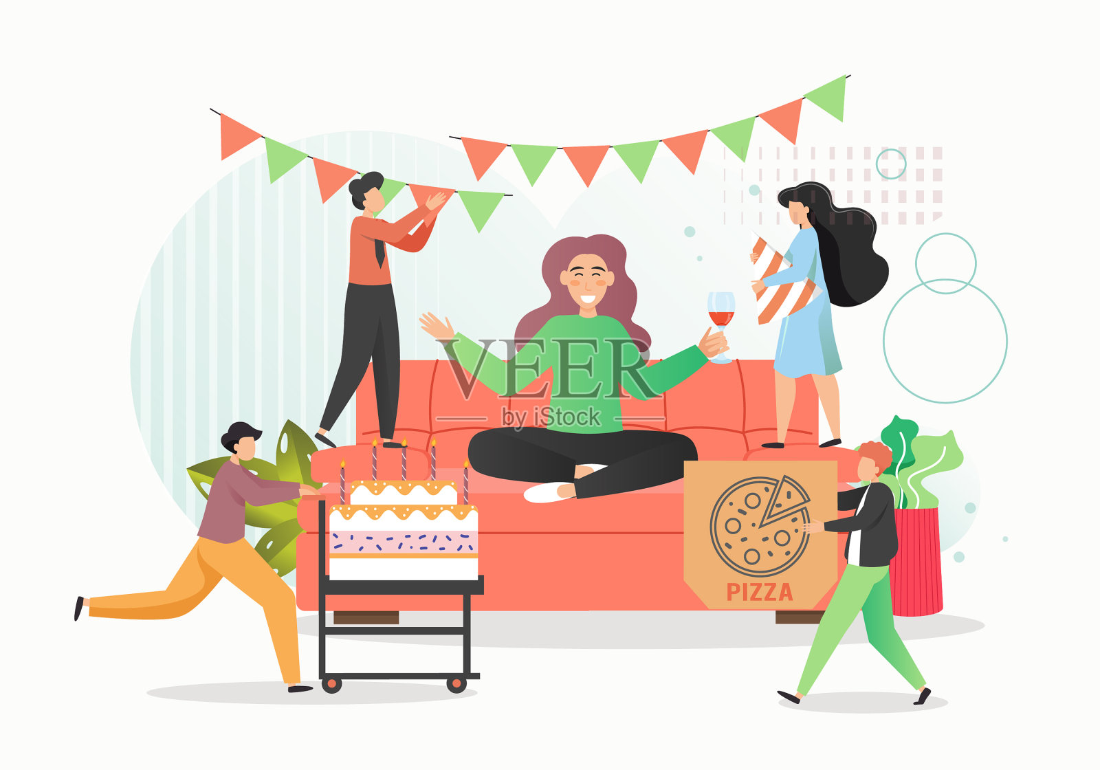 集体庆祝公司派对插画图片素材