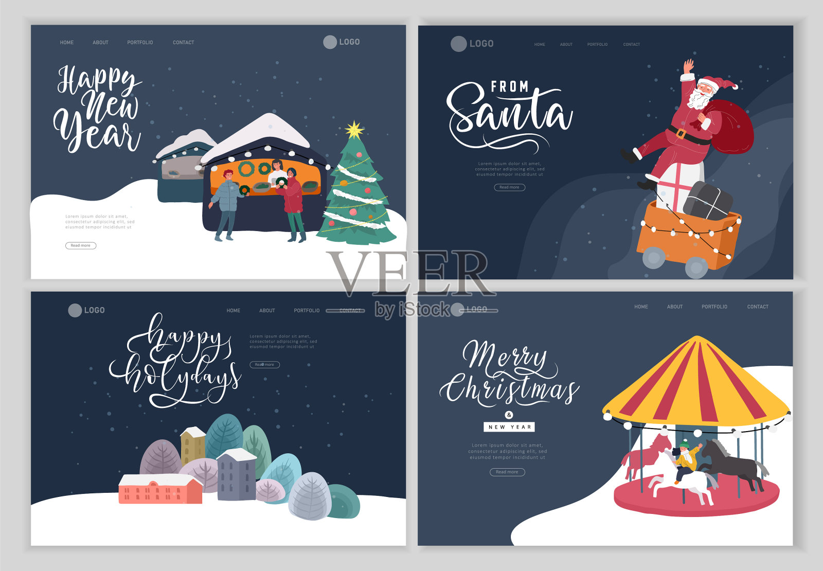 登陆页模板与圣诞节假期设计模板素材