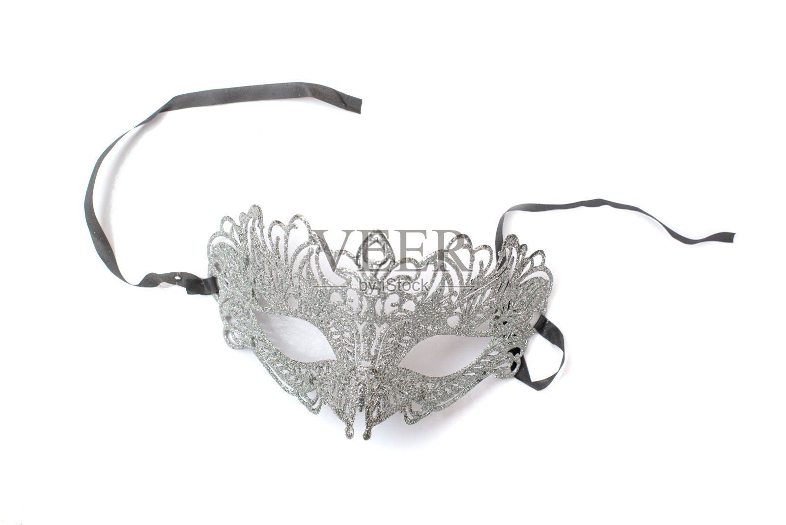 女性狂欢面具上的白色背景。孤立。照片摄影图片