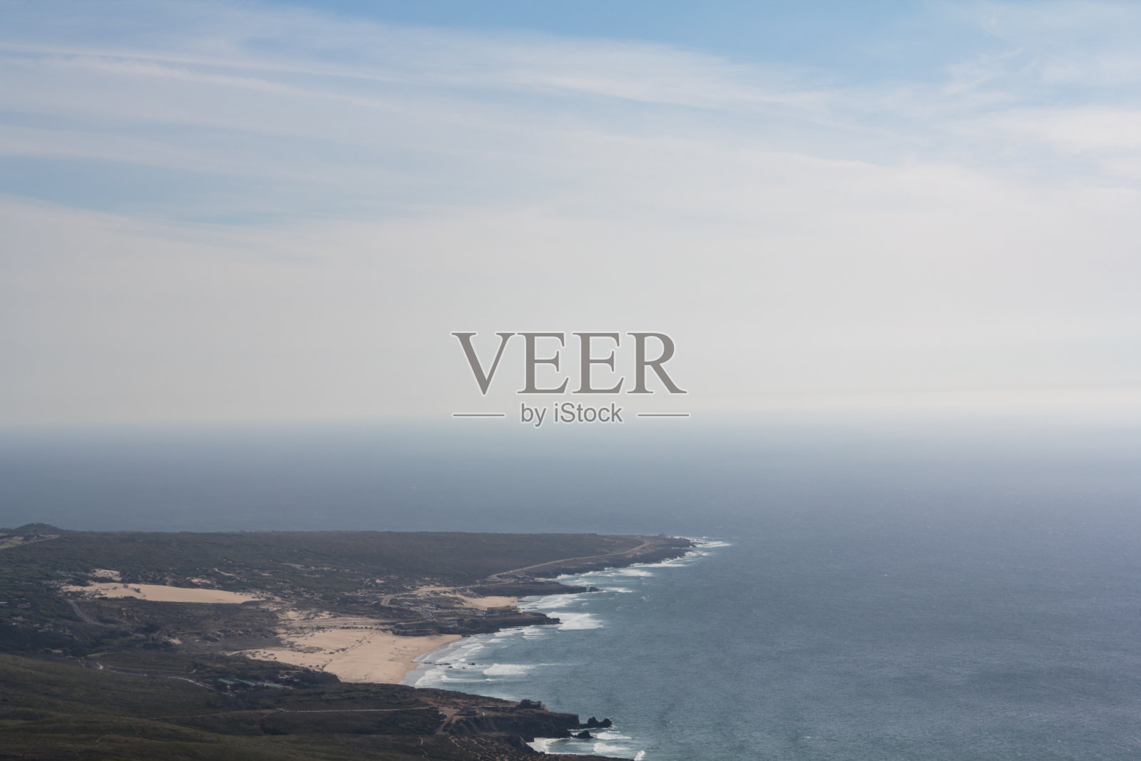 海滩、大海、天空地平线鸟瞰图照片摄影图片