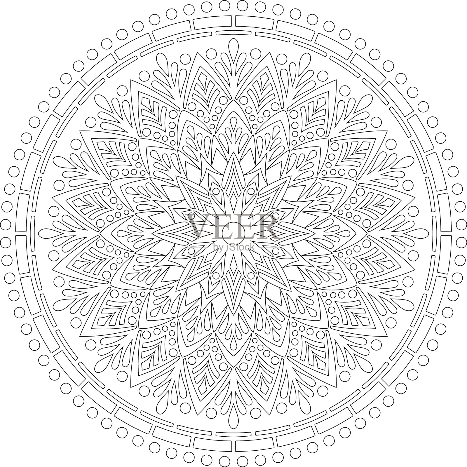 图曼荼罗着色涂鸦素描插画图片素材