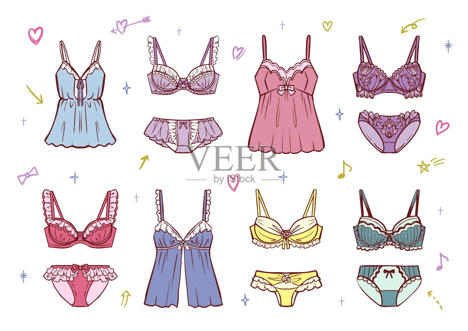 矢量插图的女人的内衣插画图片素材