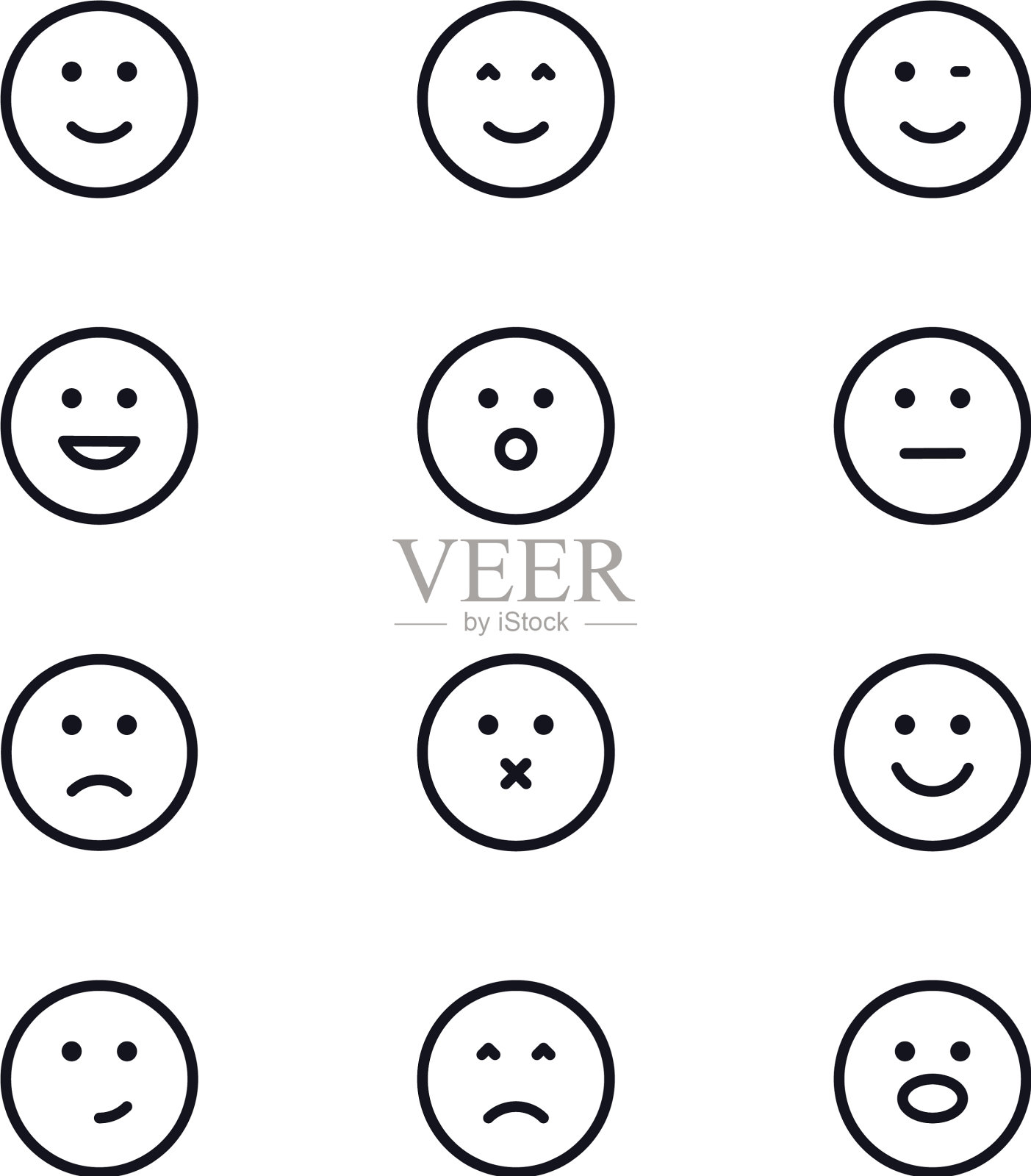 设置笑脸表情线图标图标素材