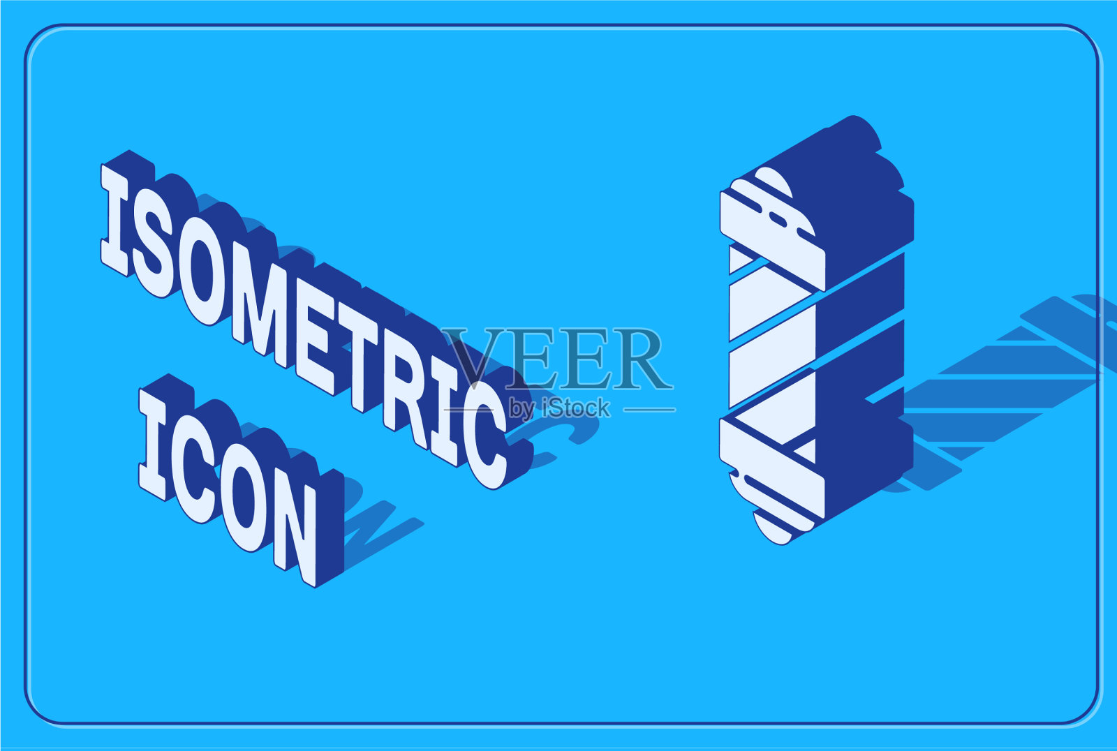 等距经典理发店杆子图标孤立插画图片素材