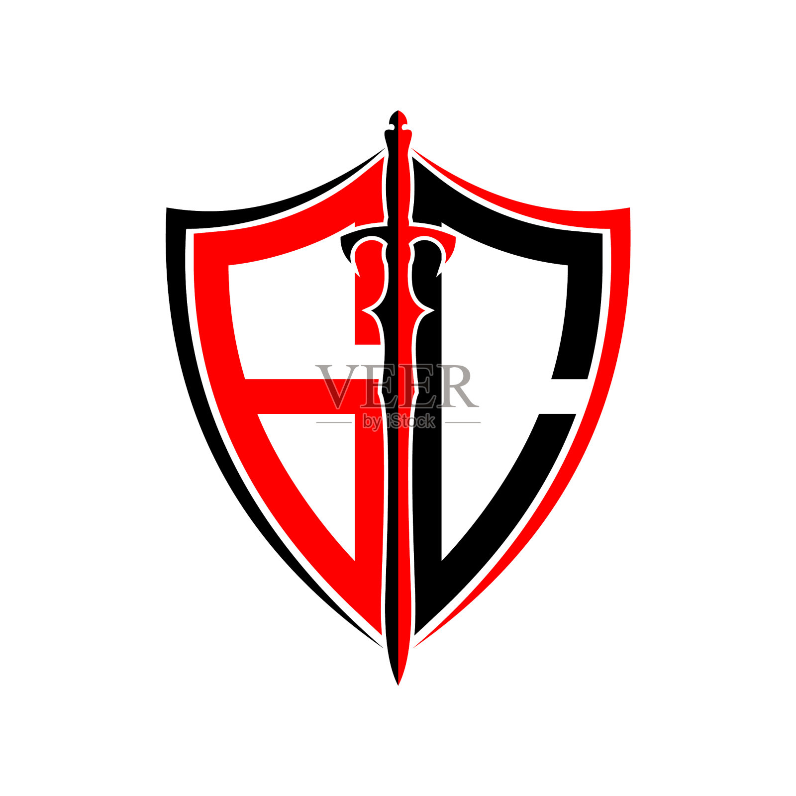 标志设计的首字母g c盾甲剑插画图片素材