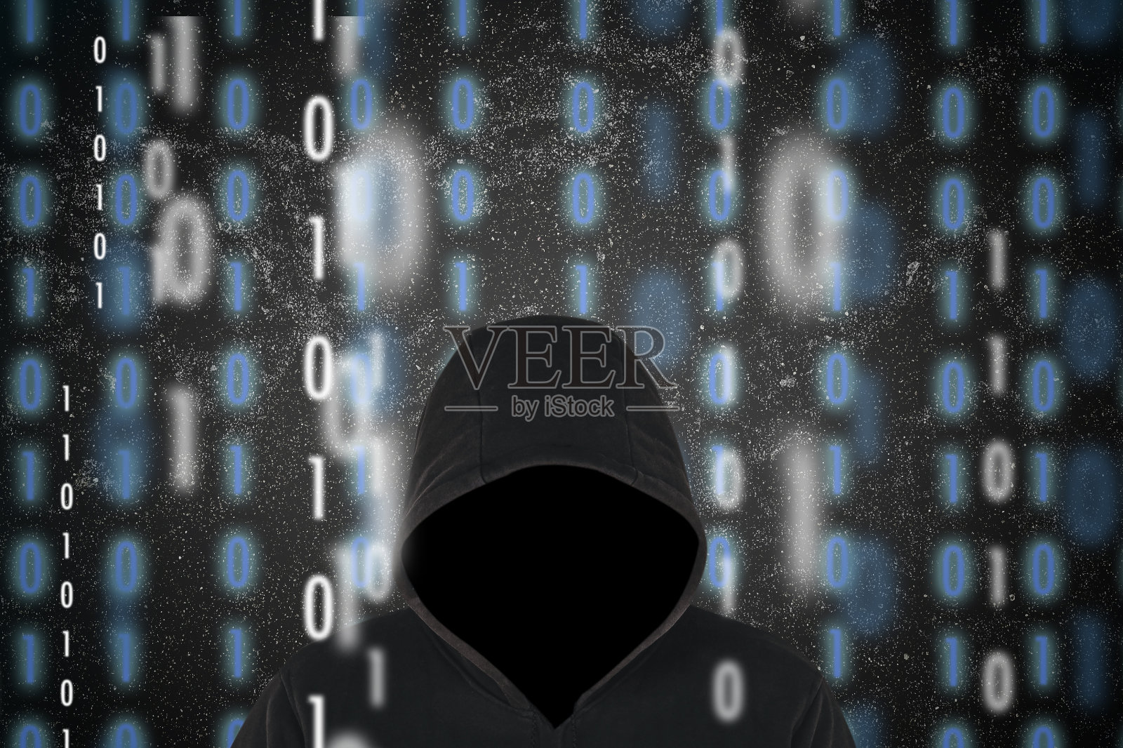 戴着黑色兜帽的黑客有图像背景照片摄影图片