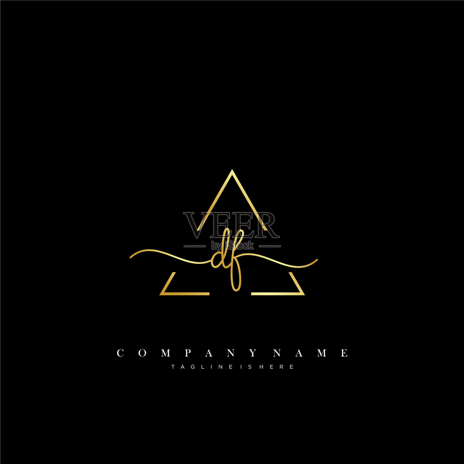 Df最初的字迹极简几何标志插画图片素材