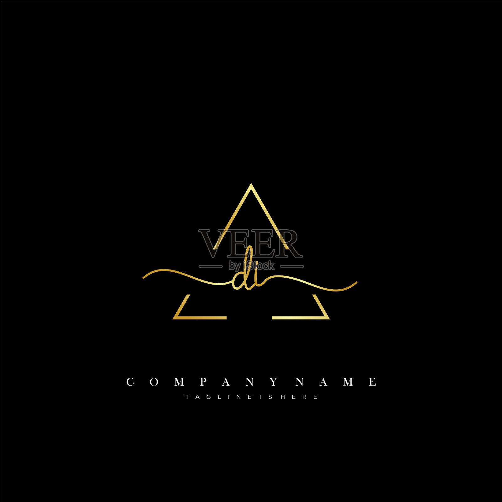 Di最初手写极简几何标志插画图片素材