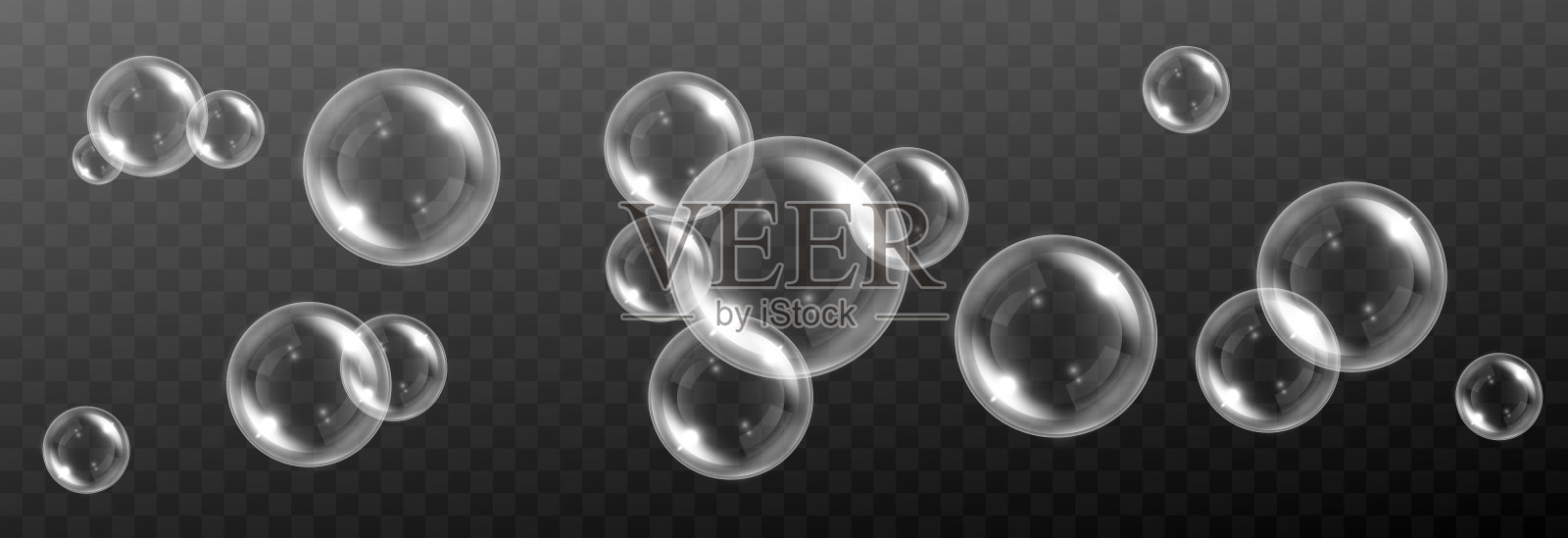 向量肥皂泡。现实的肥皂,眩光。泡沫泡沫png。粉、肥皂、洗涤剂。矢量图像。设计元素图片