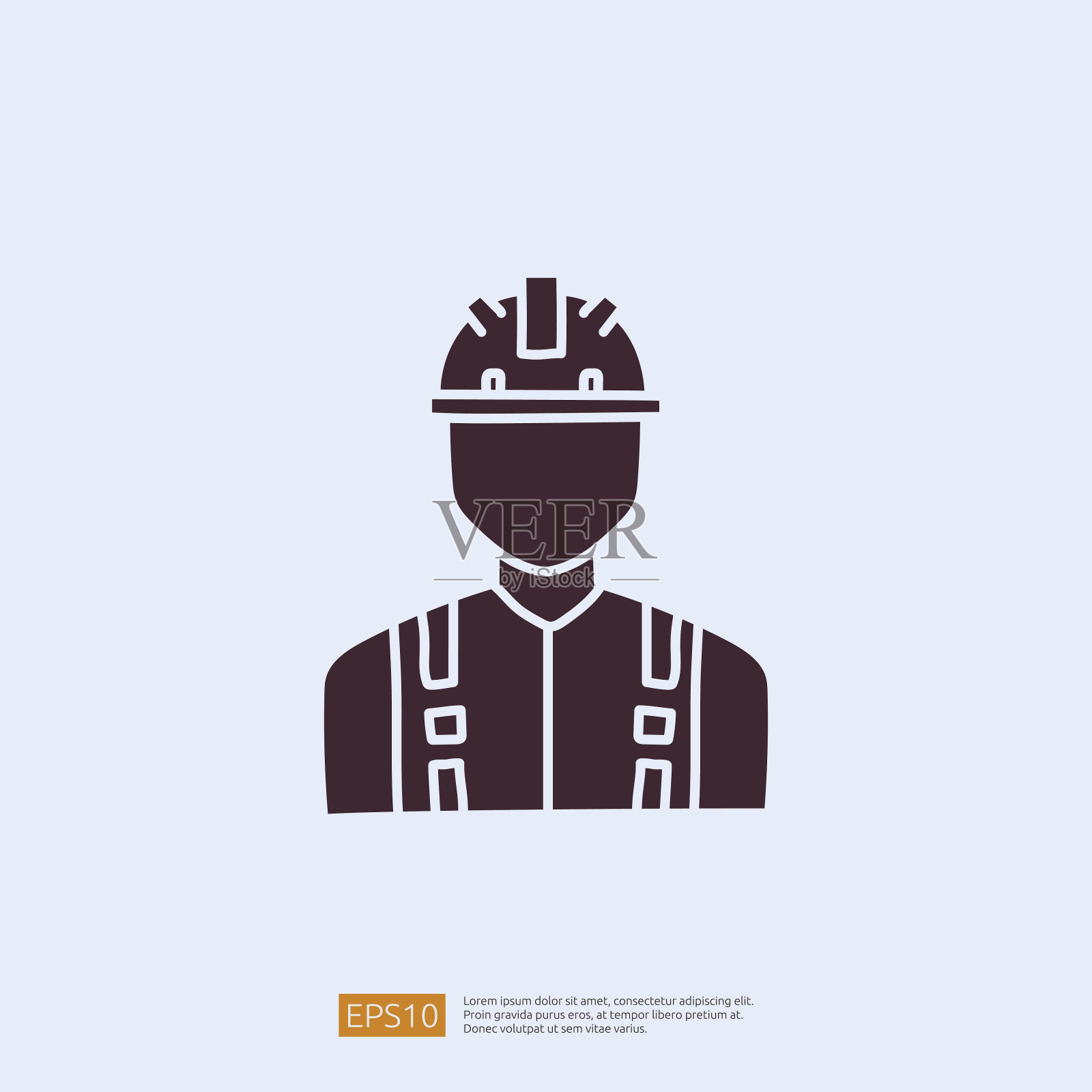 工程师带安全帽安全帽图标。工程和建筑相关的涂鸦概念与固体风格图标矢量插图插画图片素材