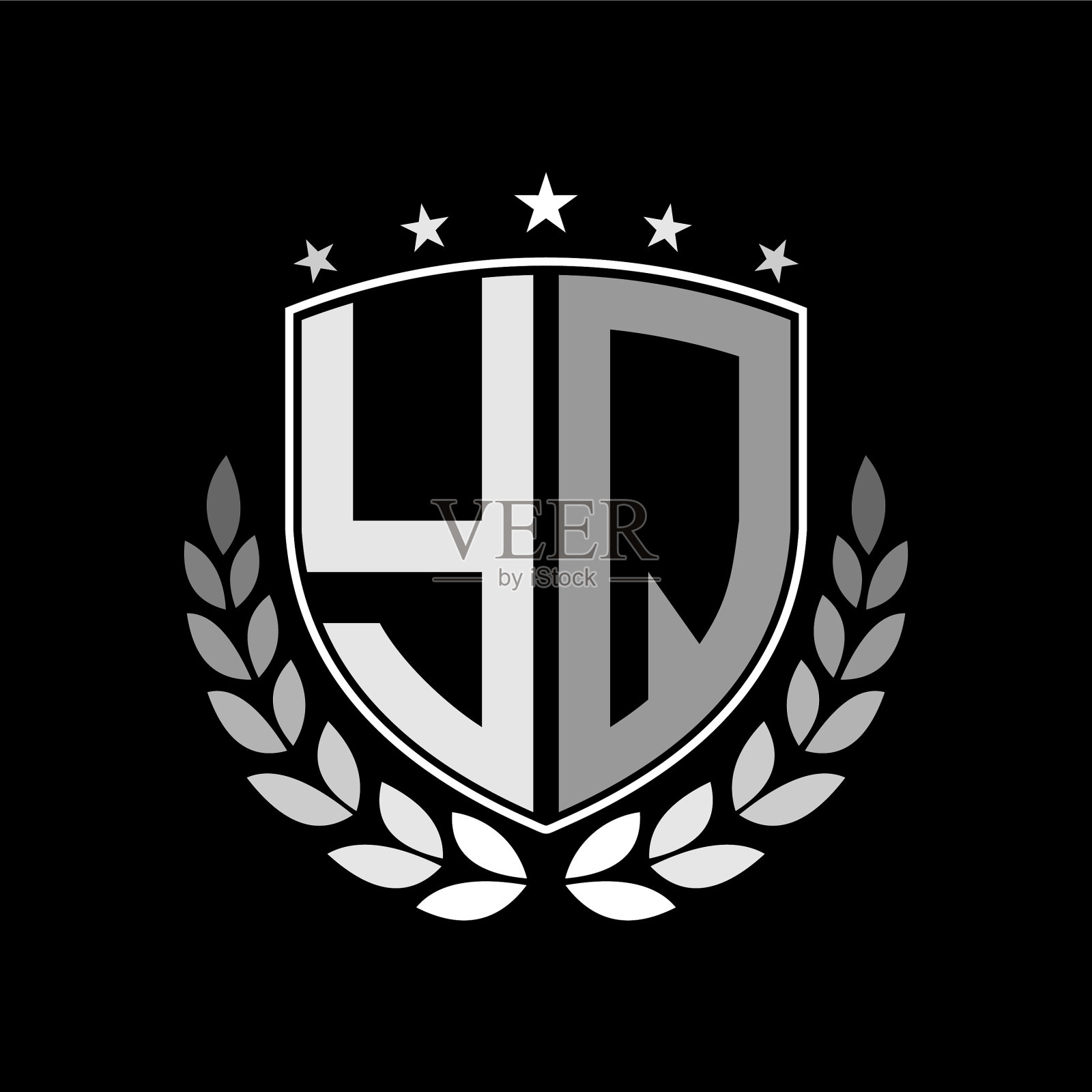 首字母灵感字母y q标志盾徽插画图片素材