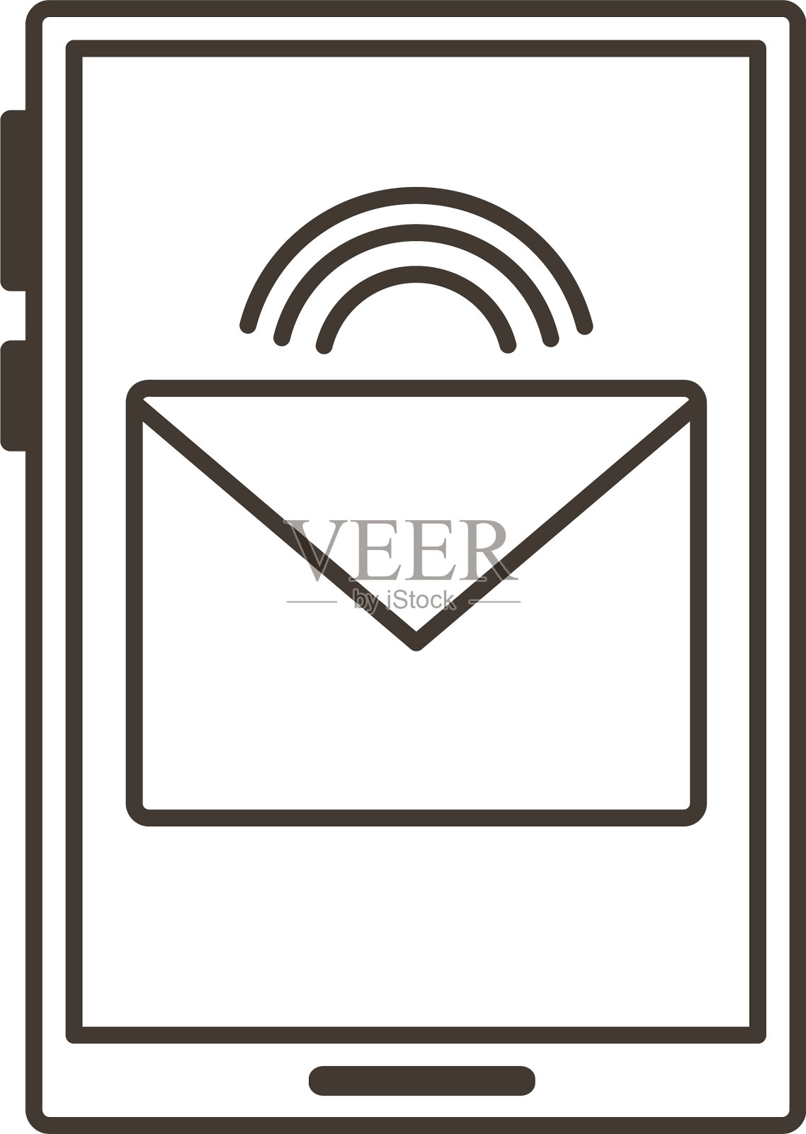 智能手机与信封电子邮件线路风格图标素材