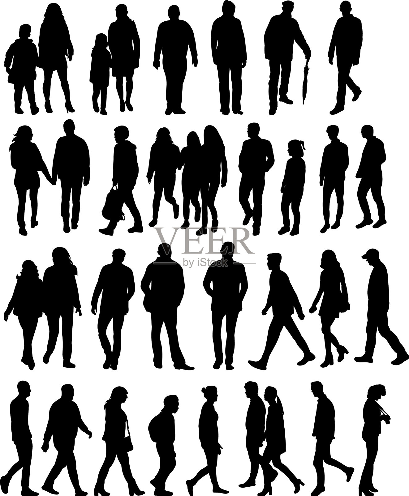 剪影人去收藏插画图片素材