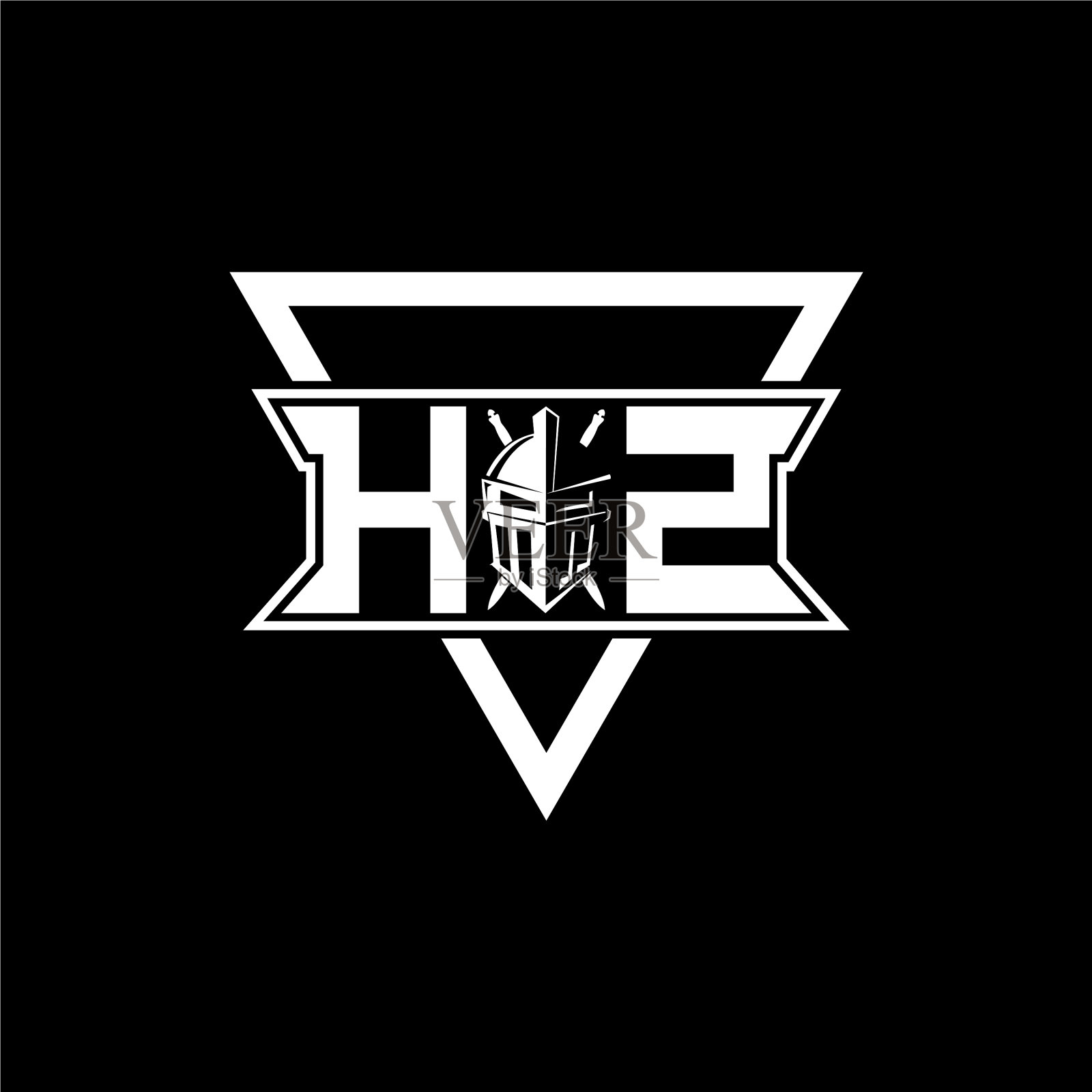 首字母灵感h z现代骑士标志插画图片素材