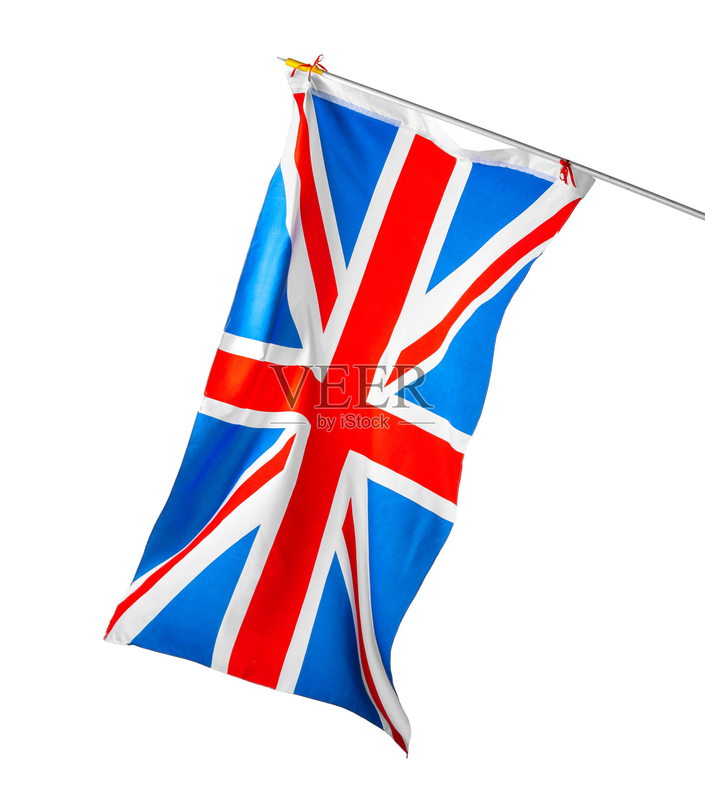 白色背景上孤立的英国国旗照片摄影图片