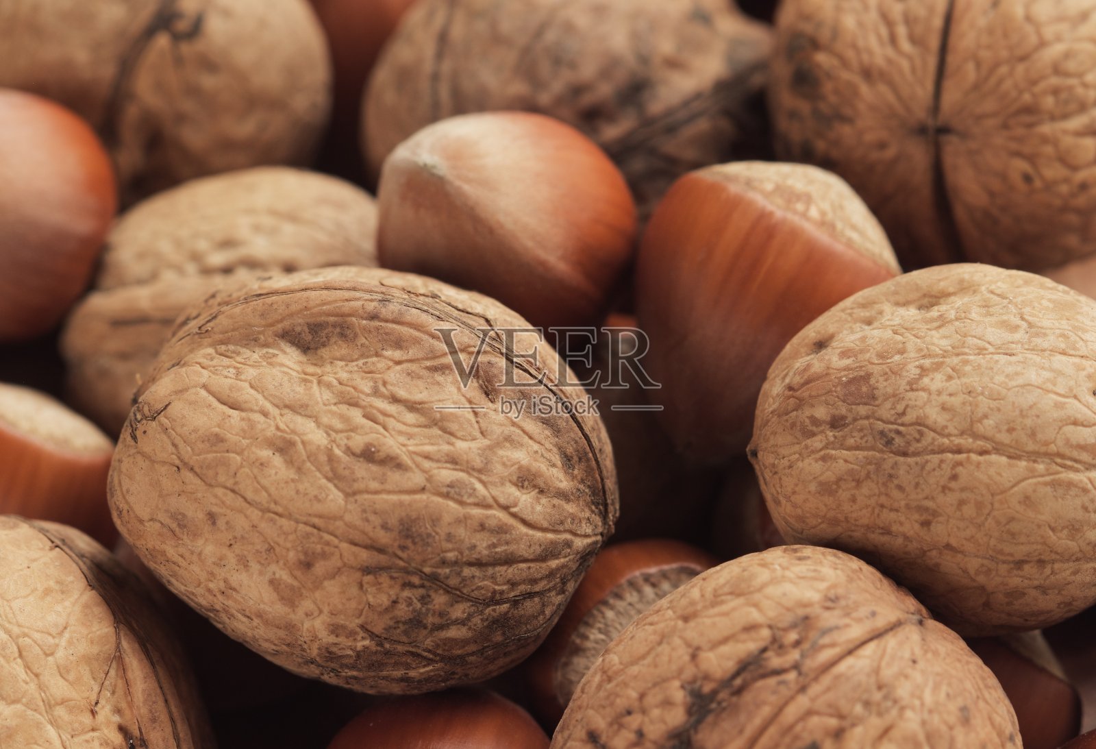 背景榛子和核桃照片摄影图片