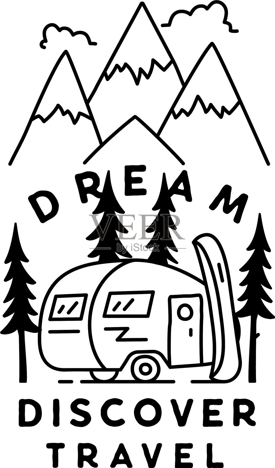 复古简约的露营标志设计户外冒险插画图片素材