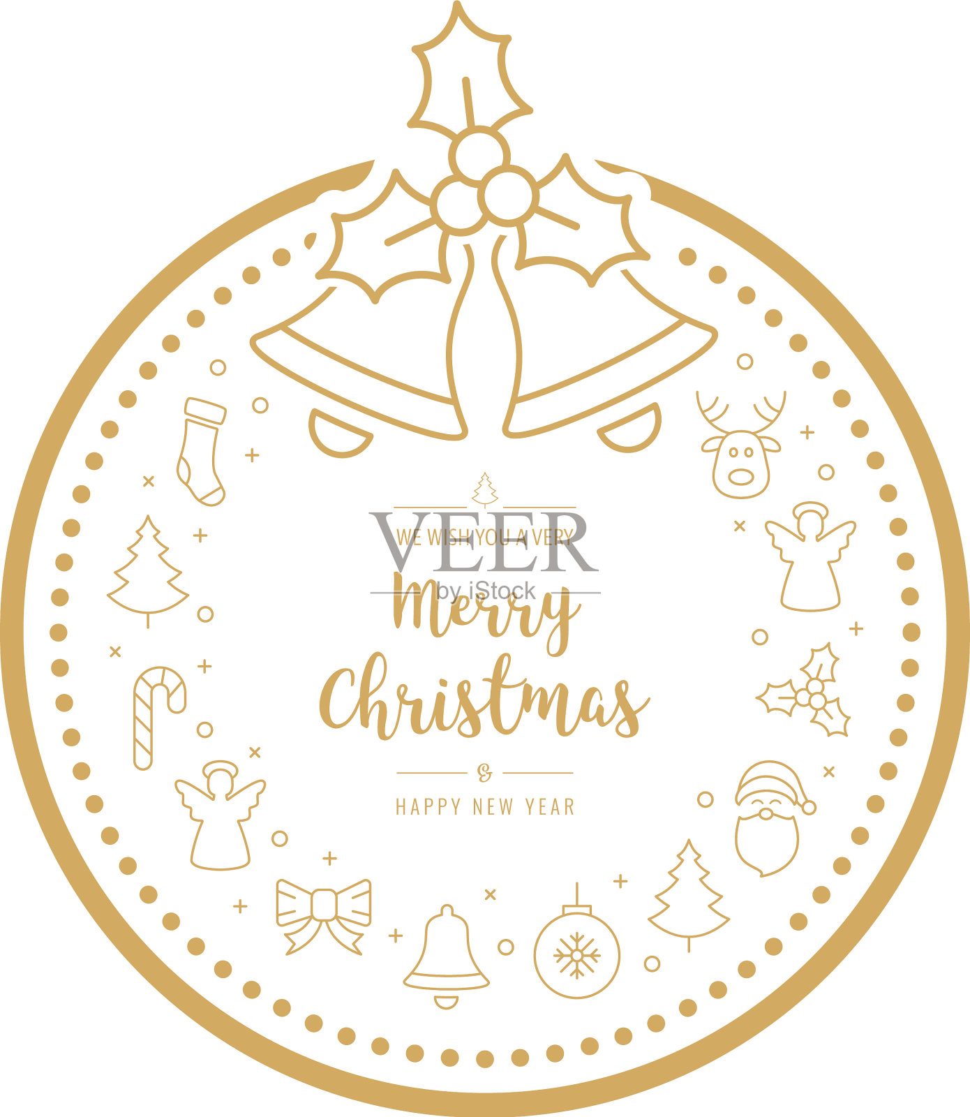 圣诞金图标装饰物花环元素图标素材