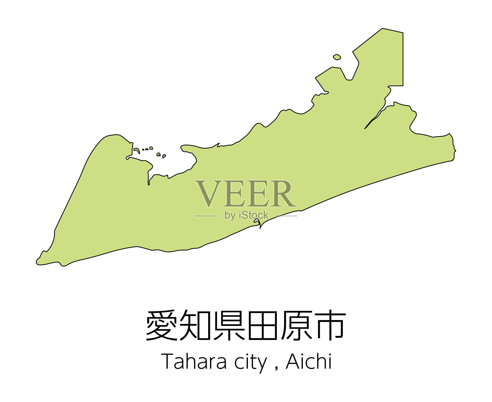 日本爱知县田原市地图。翻译:“爱知县田原市。”插画图片素材