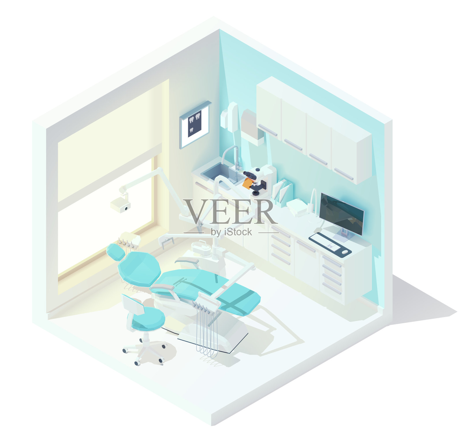 等距低聚牙科诊所设计元素图片